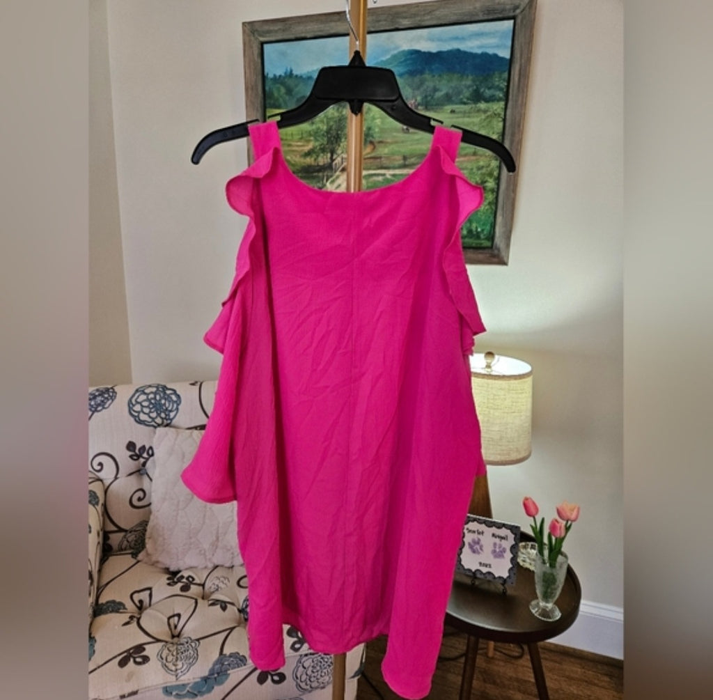 Pink Blush Ruffle Cold Shoulder Top Sz XL