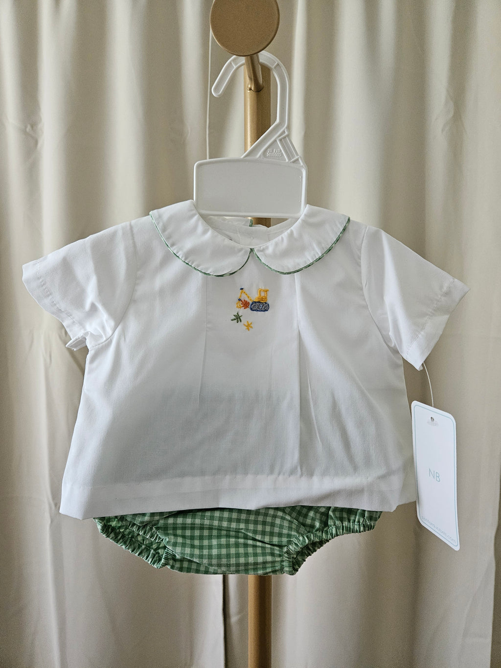 Petit Ami Baby Boy 2pc Gingham Bloomer Set NB & 3M