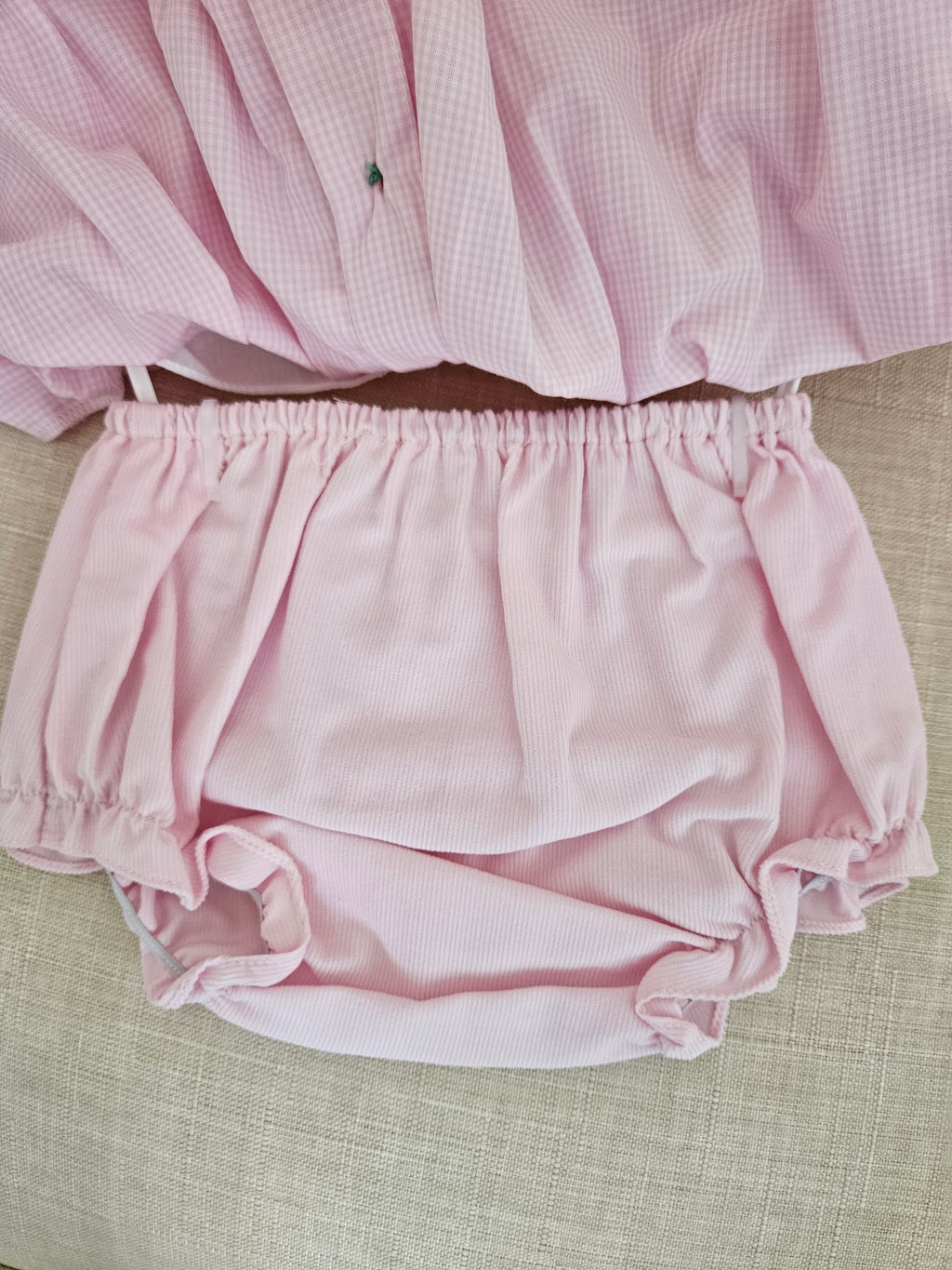 Petit Ami Microcheck Smocked Bow Dress
