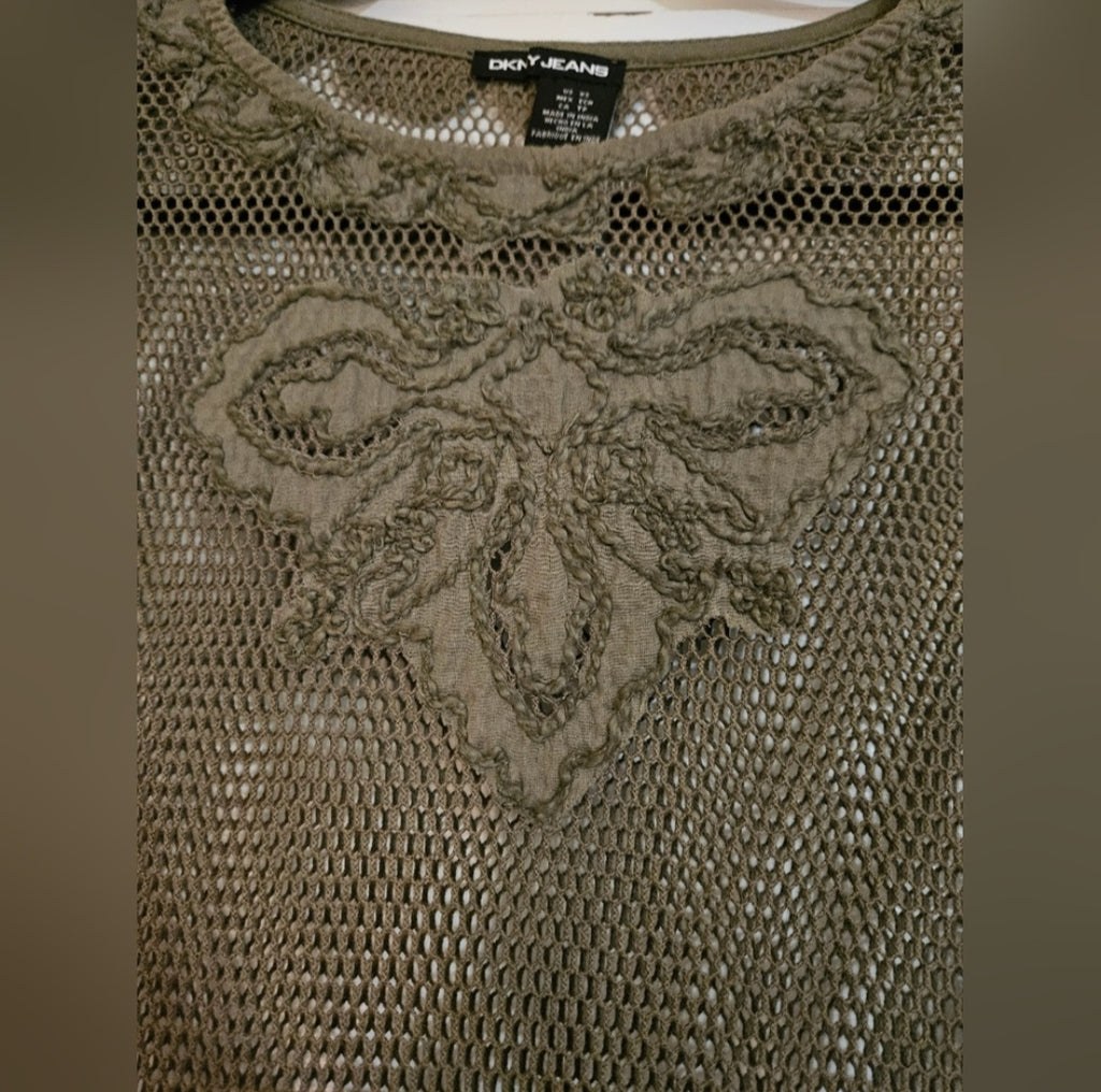 DKNY Net with Embellishments Sleeveless Shirt Size Xsmall