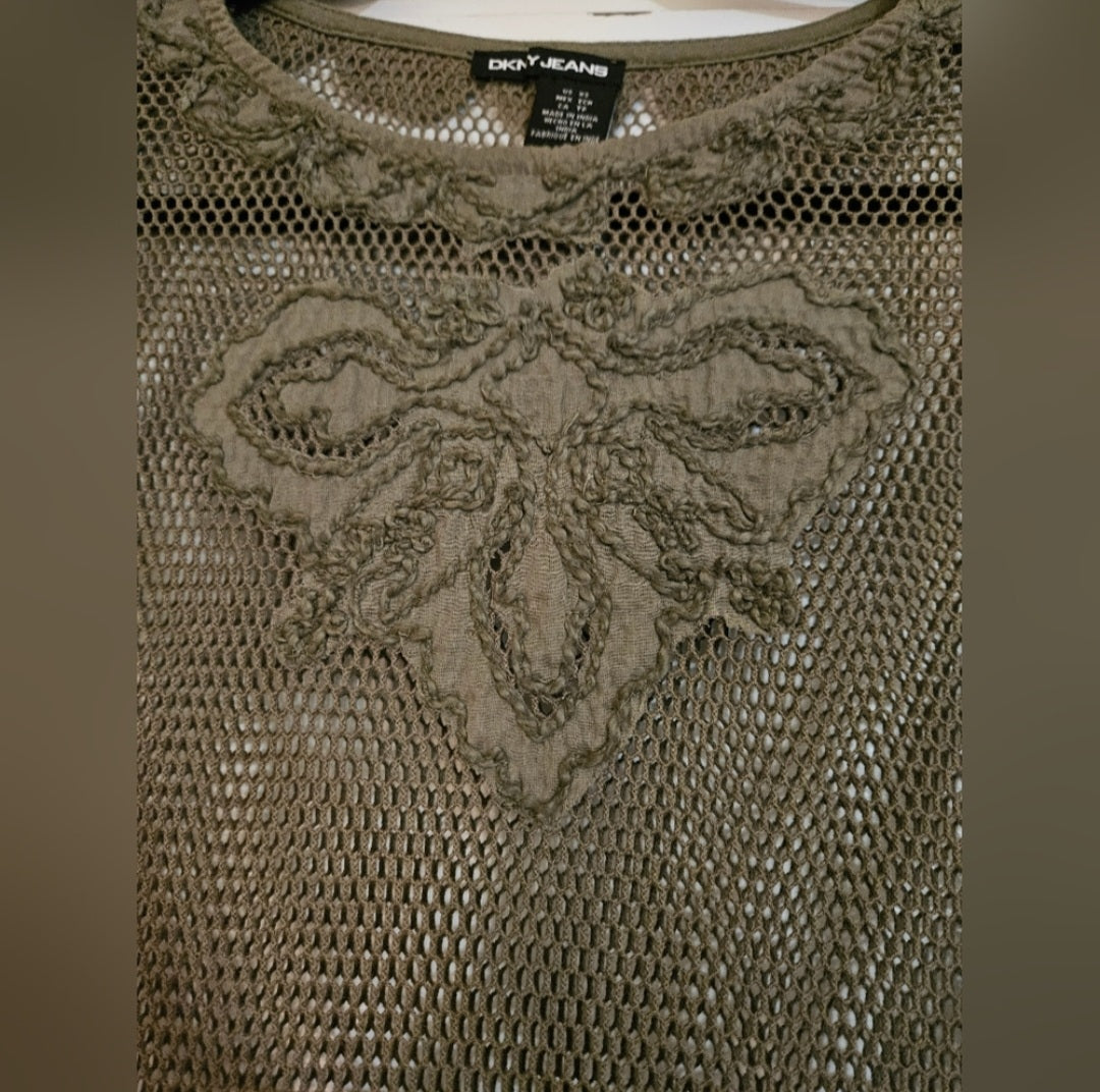 DKNY Net with Embellishments Sleeveless Shirt Size Xsmall