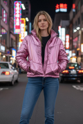 Pants Store Shimmering Pink Puffer Jacket Sz Sm
