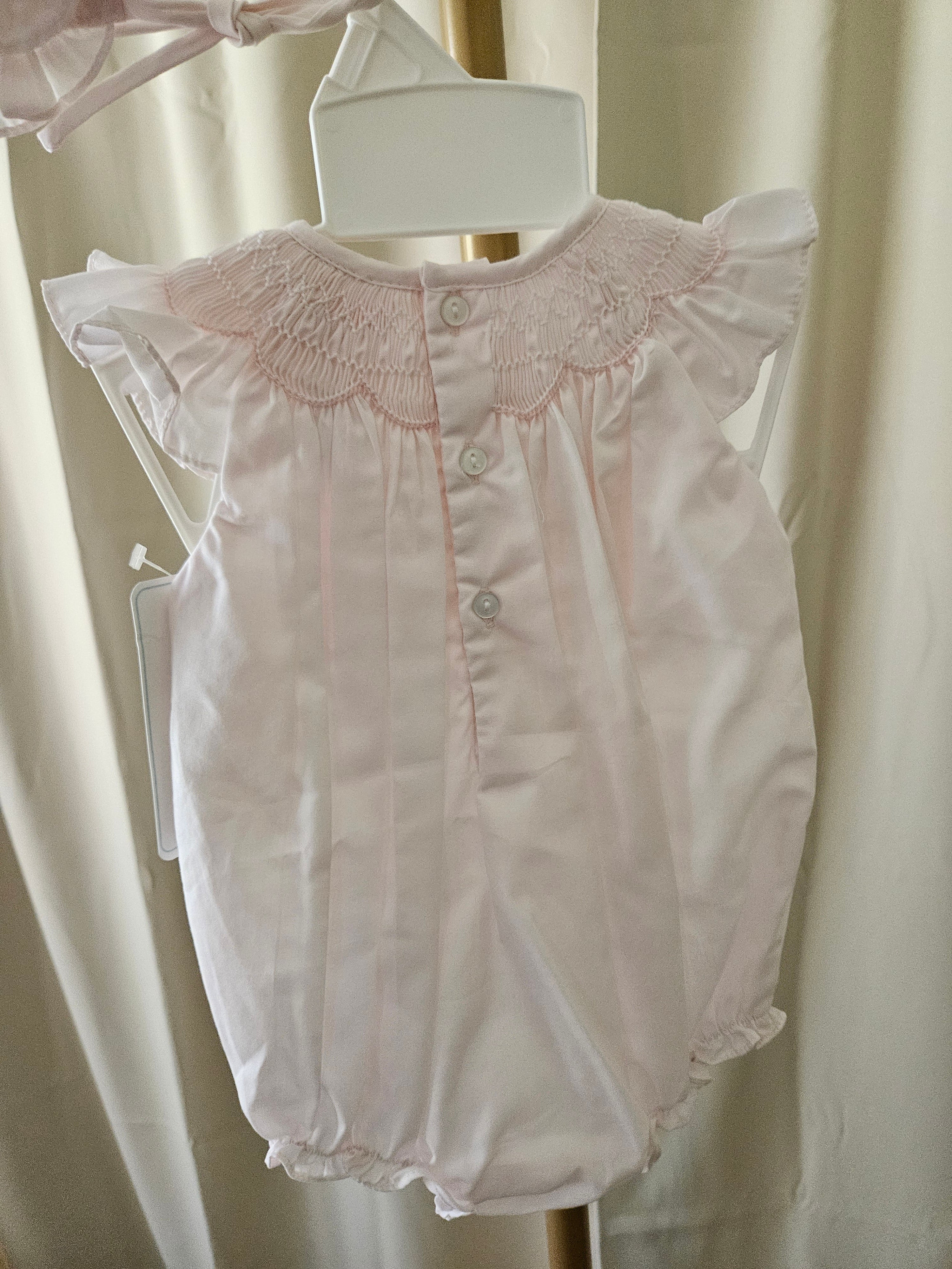 Petit Ami Pink Flutter Sleeve Bubble | Newborn
