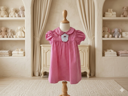 Baby Blessings Embroidered Santa Gingham Dress