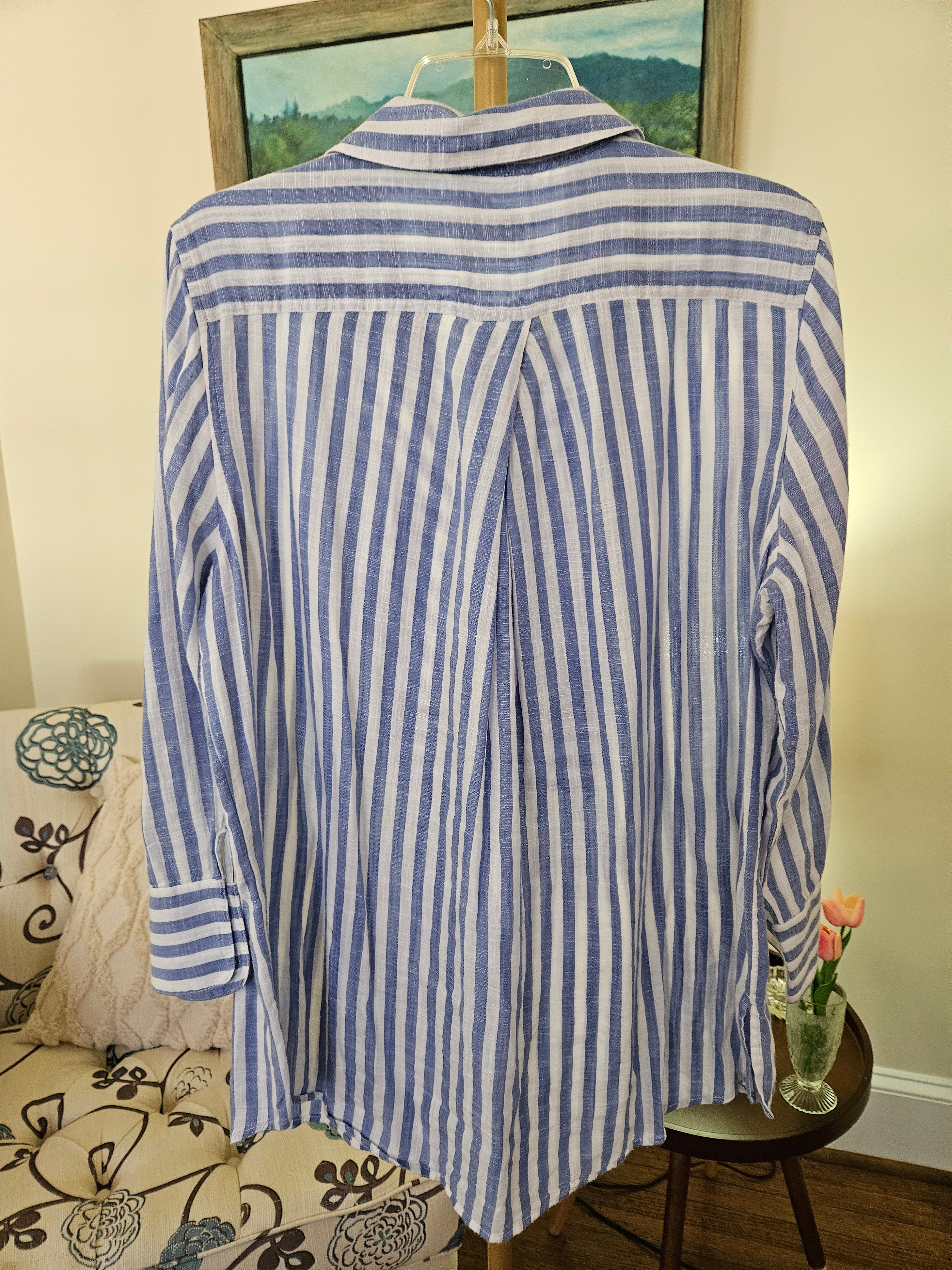 Vineyard Vines Blue and White Striped Blouse Sz XL