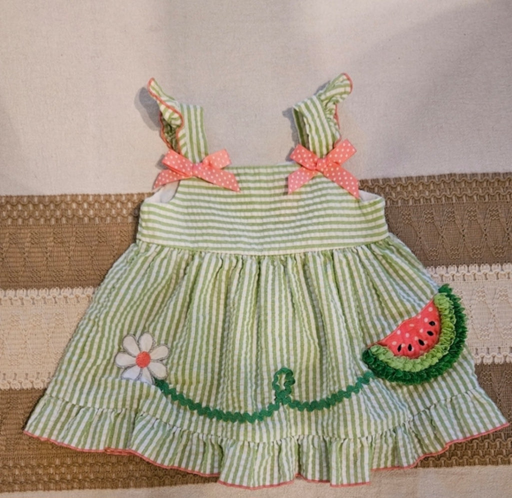 Good Lad Green and Pink Striped Dresses Sz 12M