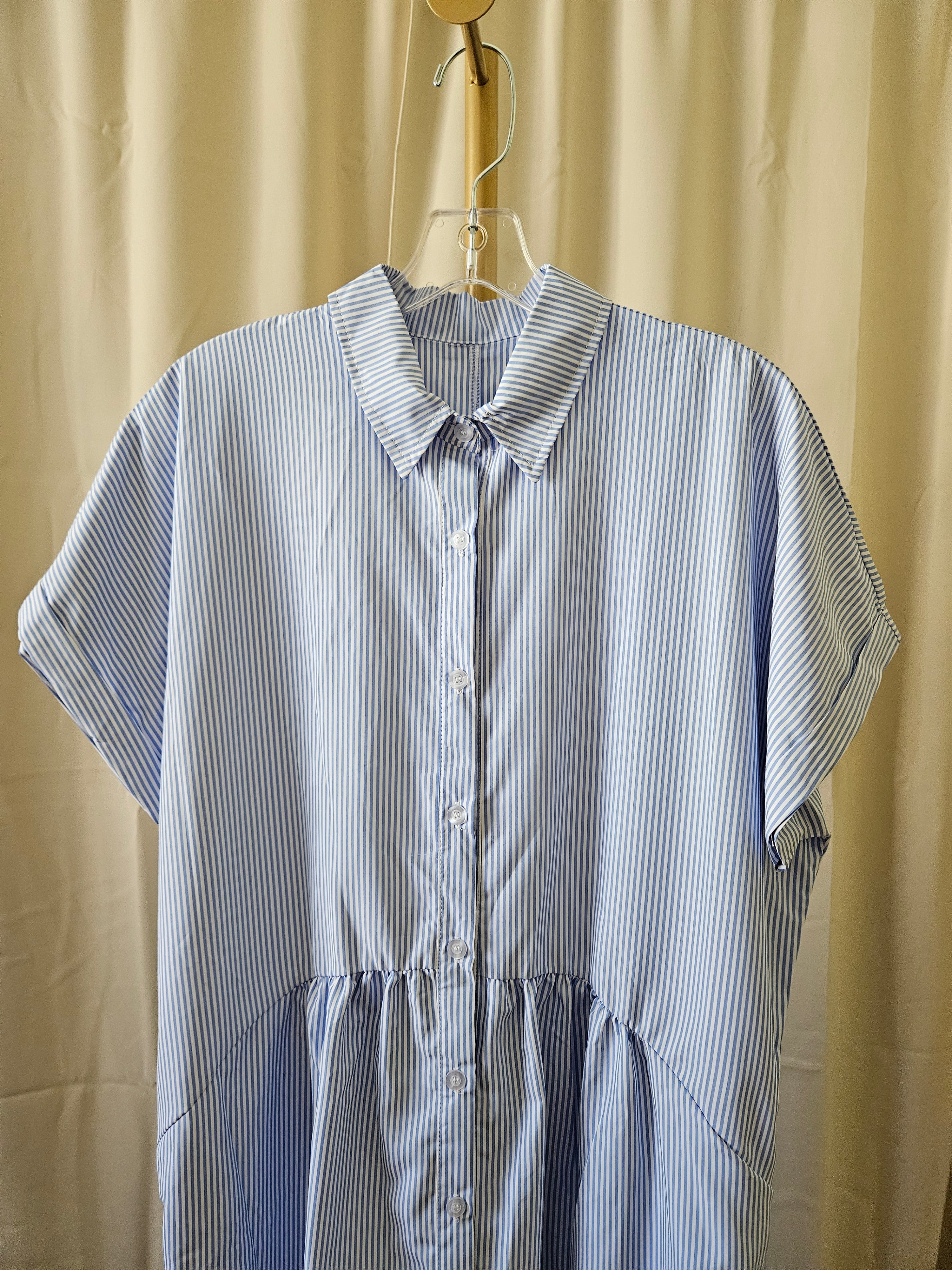 Wholesalesir Blue & White Striped Oversized Maxi Dress
