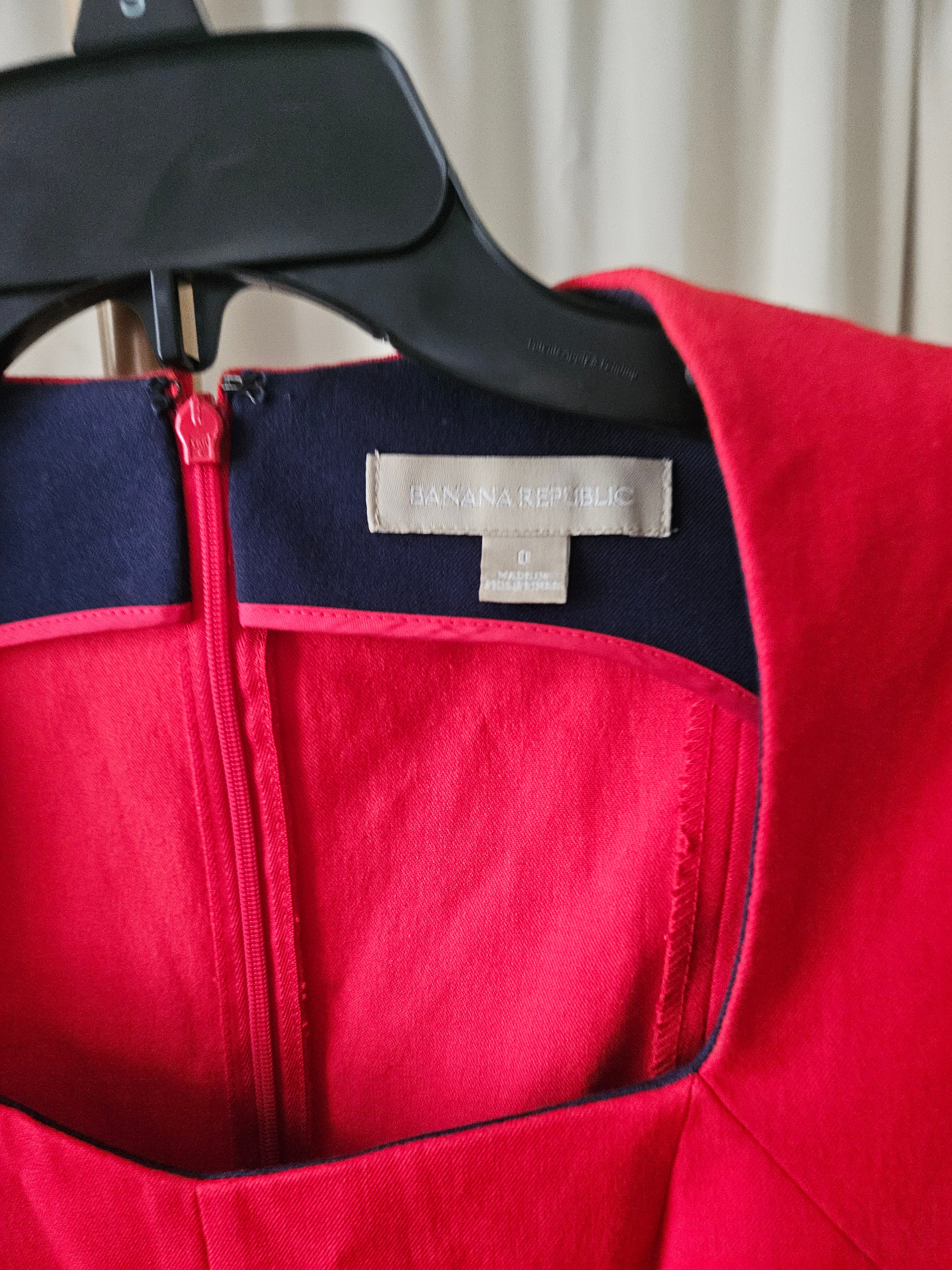 Banana Republic Red Tailored Fitted Dress Size 0