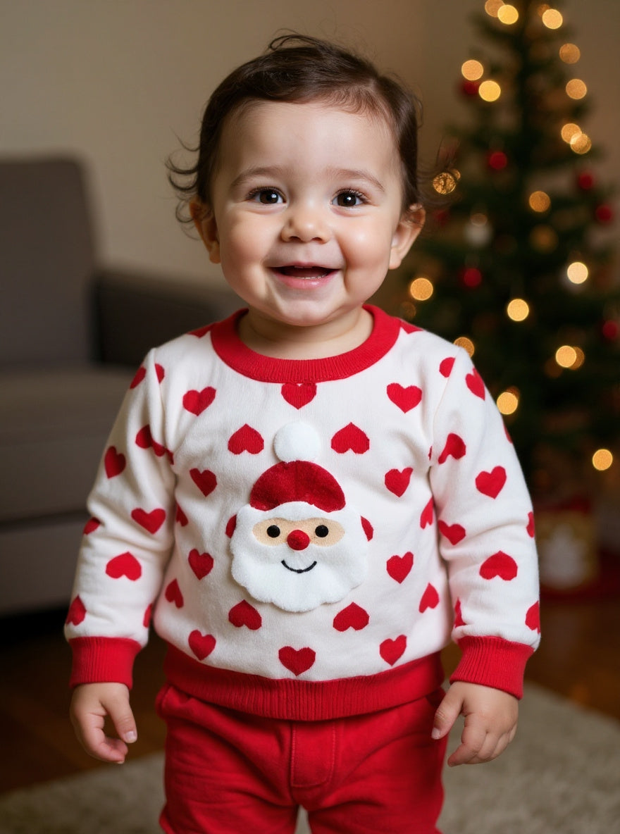 Santa Heart Applique Sweater Size 18-24 Months