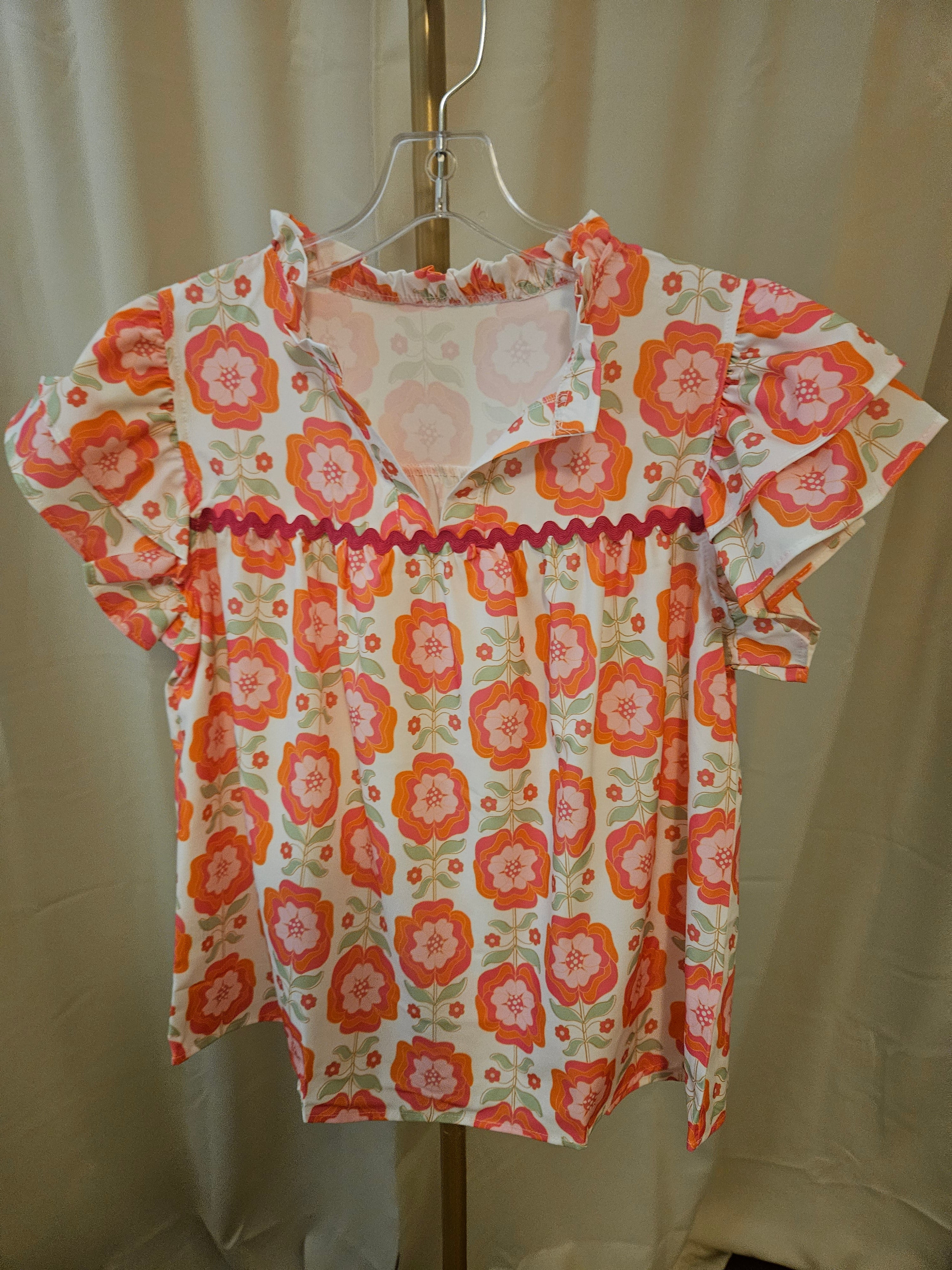 Wholsalesir Spring Floral V-Neck Top