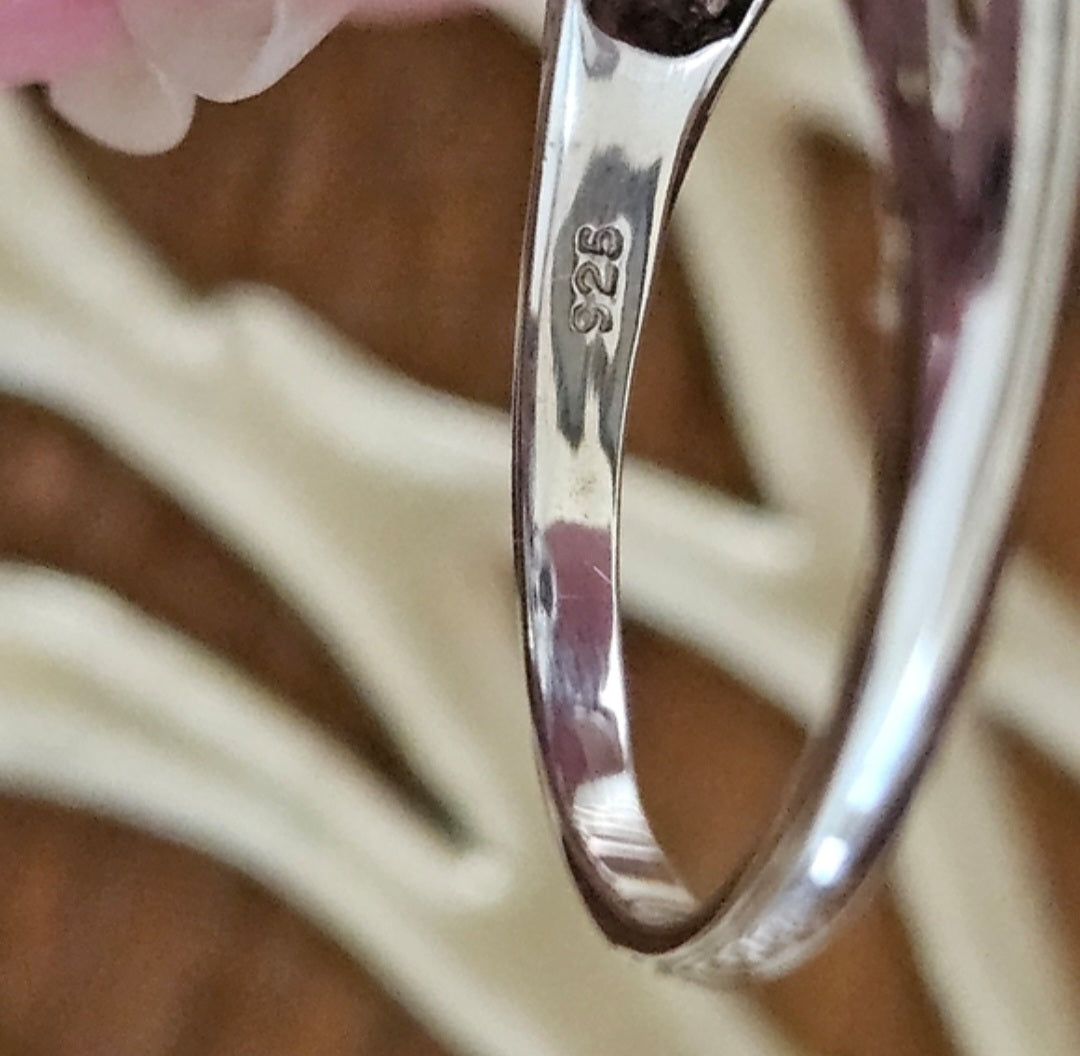 Green Amethyst & Diamond Ring Set In Platinum Over 925 Sterling Sz 8