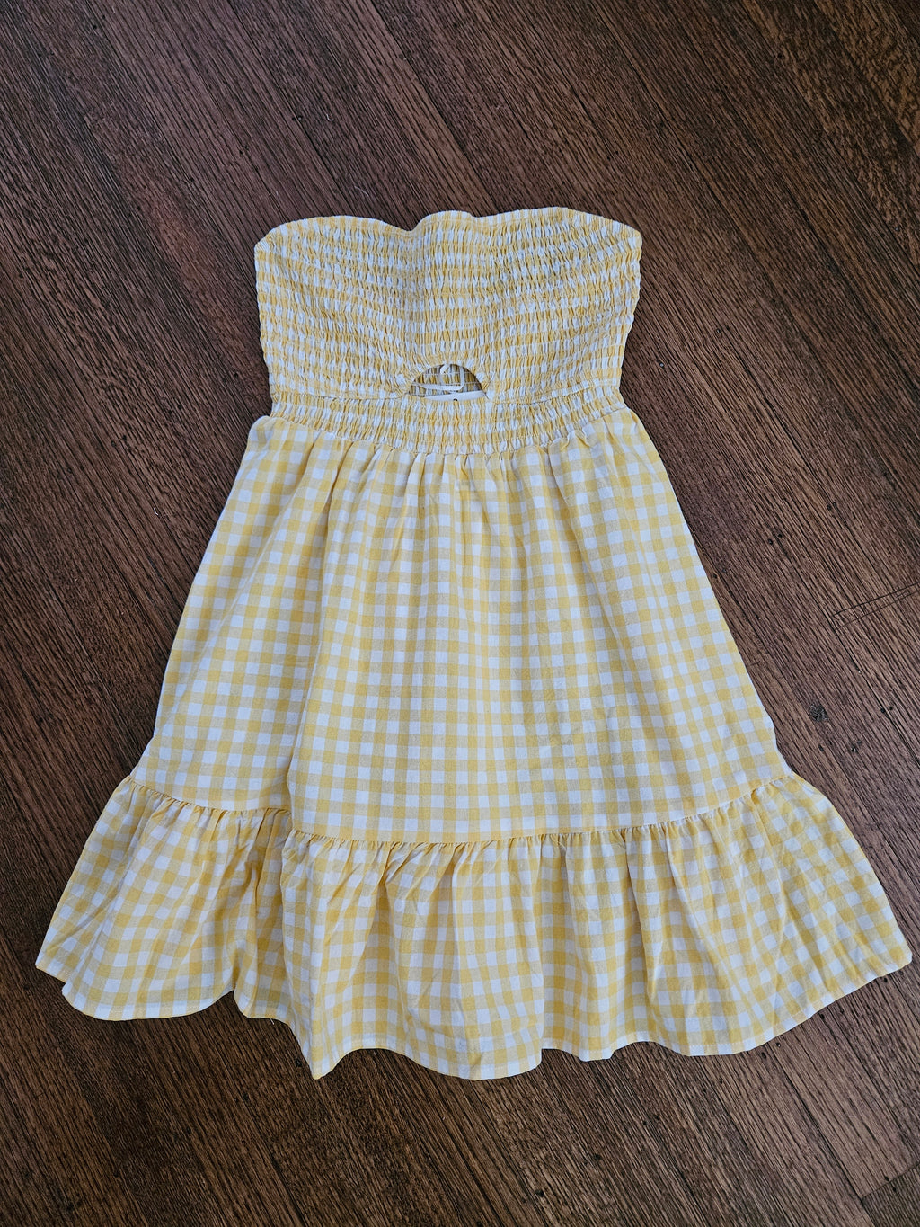Twenty Ten Yellow Gingham Smocked Mini Dress | Halter Tie