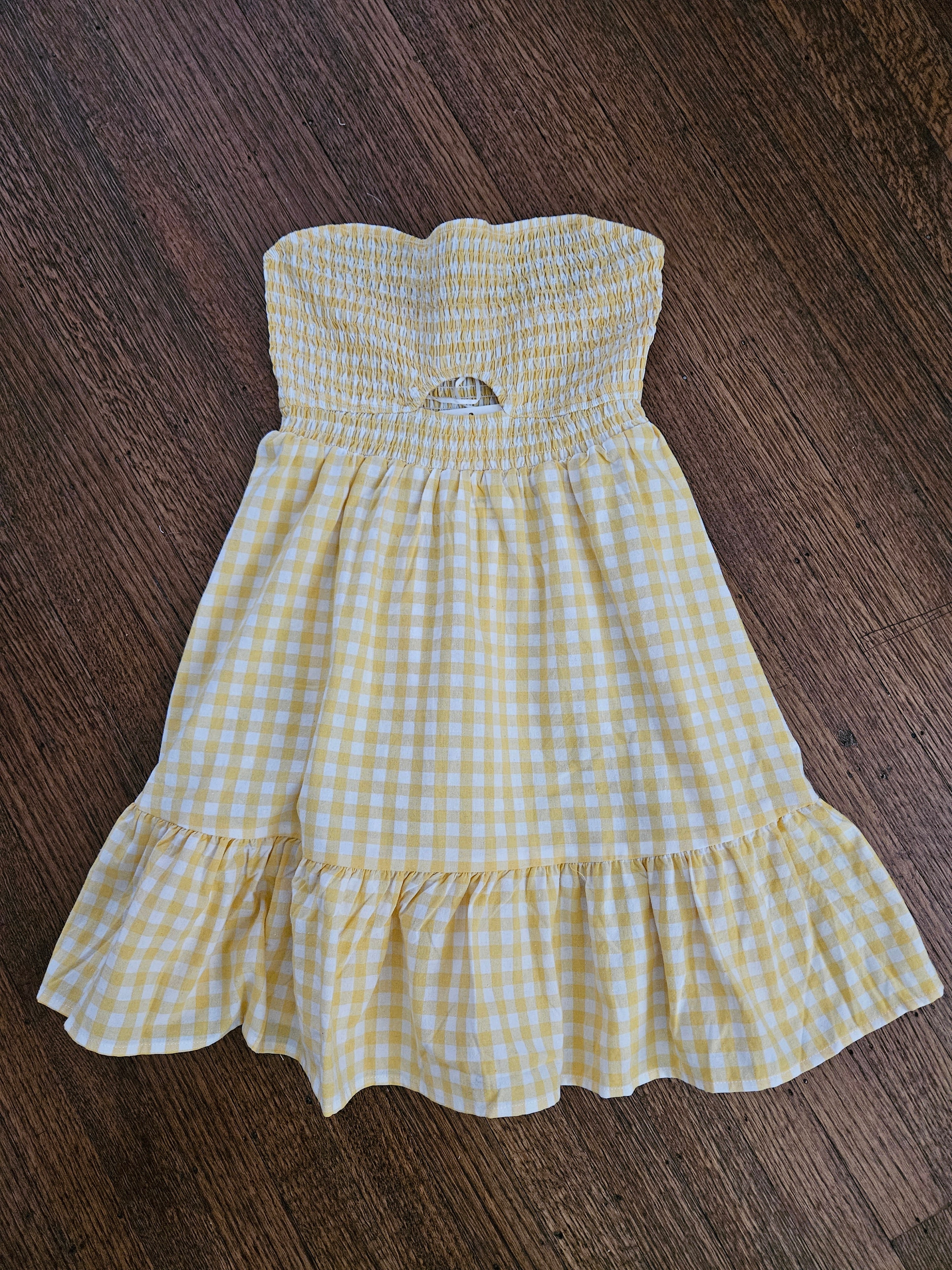 Twenty Ten Yellow Gingham Smocked Mini Dress | Halter Tie