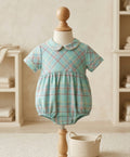 The Beaufort Bonnet Company Green Plaid Bubble with Peter Pan Collar
