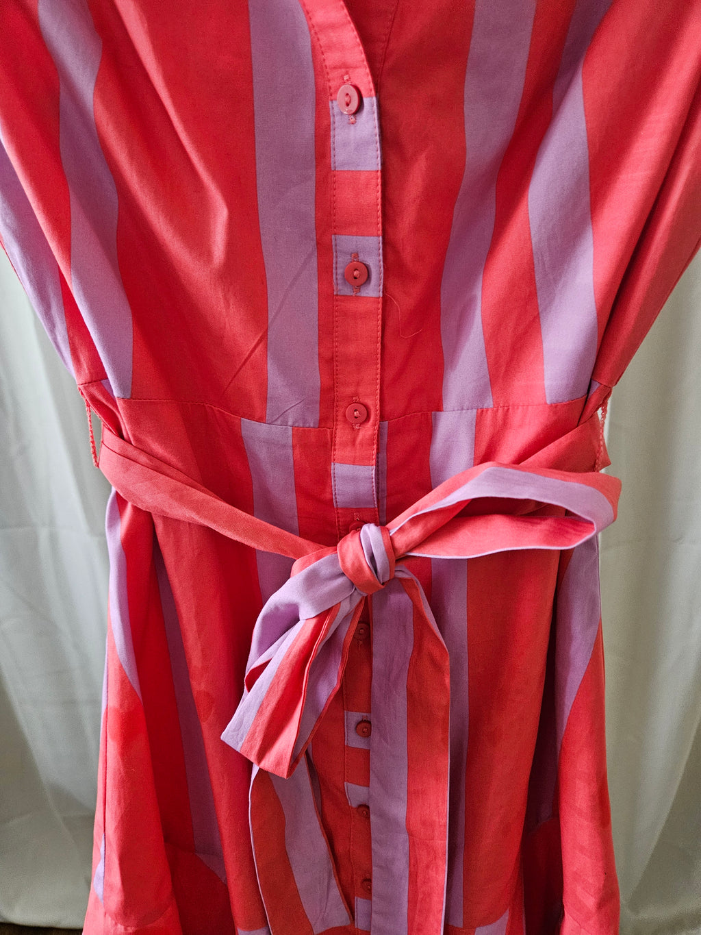 Sugarlips Pink & Purple Striped Tie Waist Dress Size Small