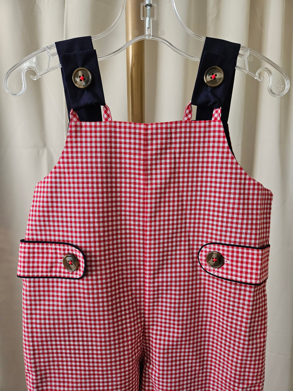The Beaufort Bonnet Ivy League Longall Red & White Gingham Navy Trim