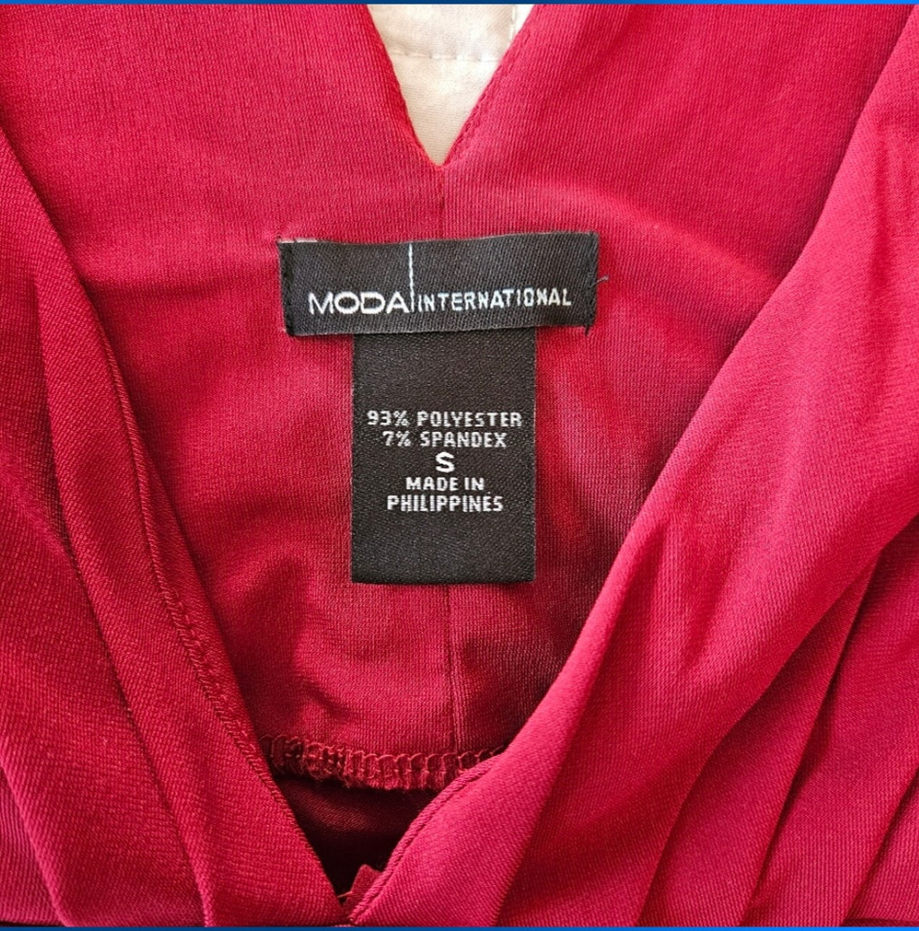 Victoria's Secret Moda Elegant Burgundy V-Neck Dress Sz Sm