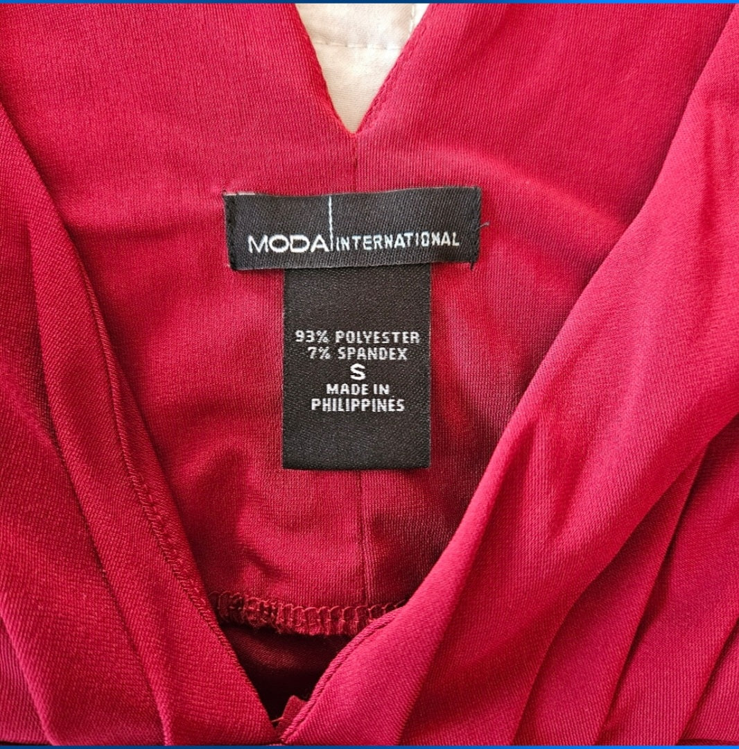 Victoria's Secret Moda Elegant Burgundy V-Neck Dress Sz Sm