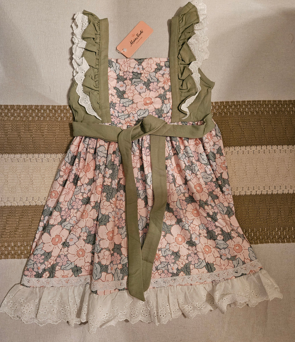 Marie Nicole Embroidered Floral Bunny Ruffle Dress Sz 4T