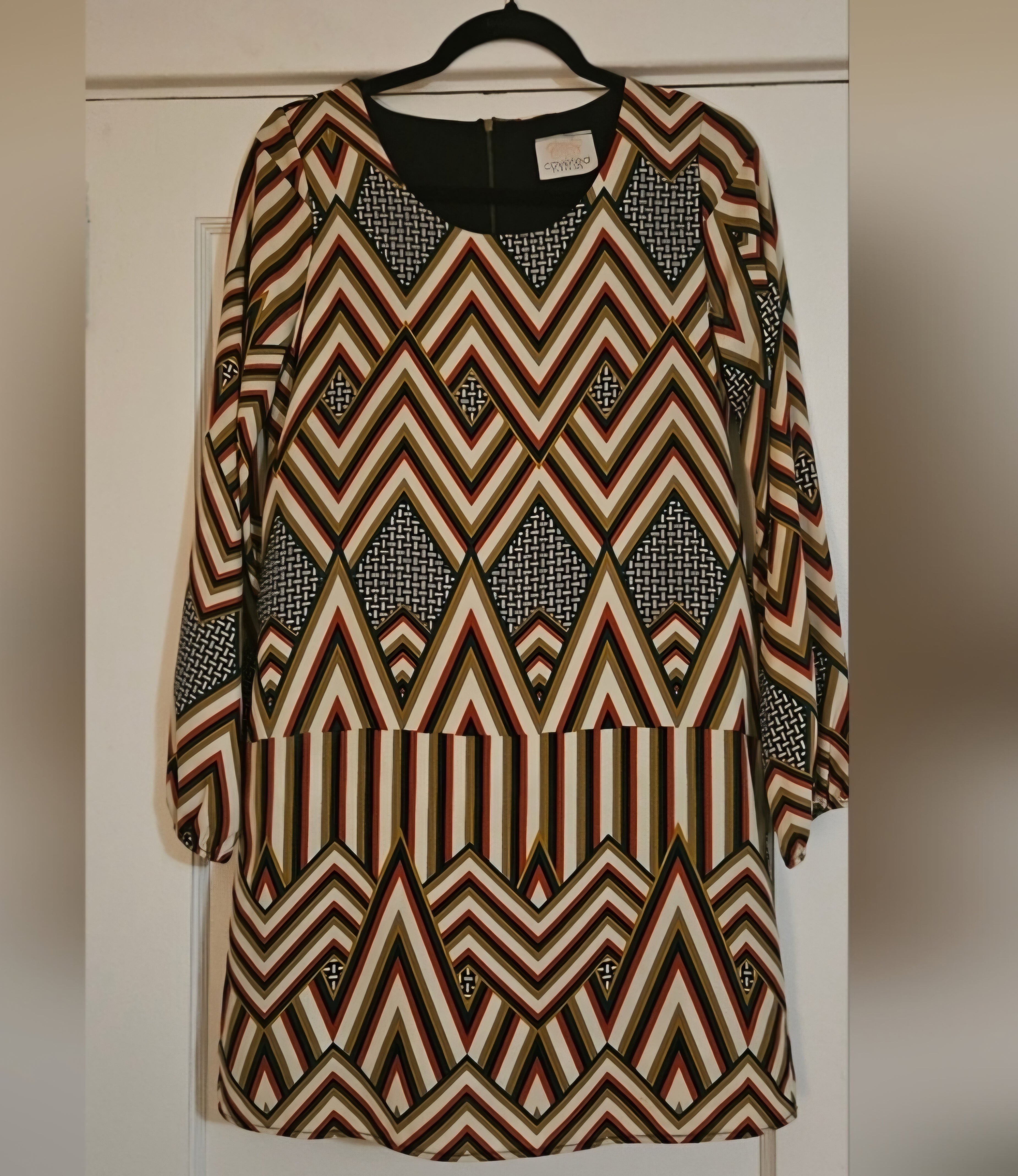 Coveted Clothing Multicolor Chevron Long Sleeve Dress Sz Small
