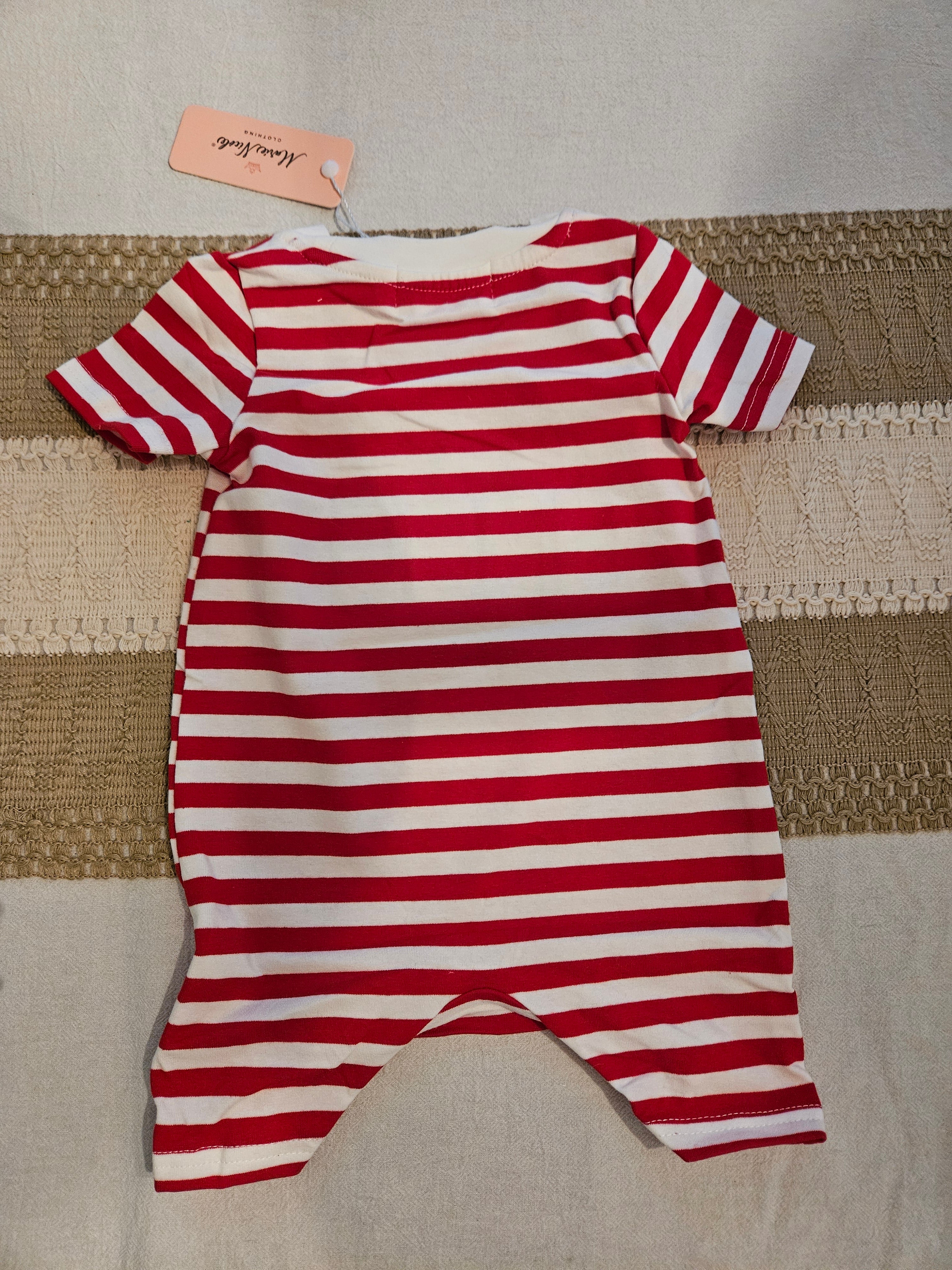 Marie Nicole Embroidered Fireworks Ringer Romper Sz 3-6M