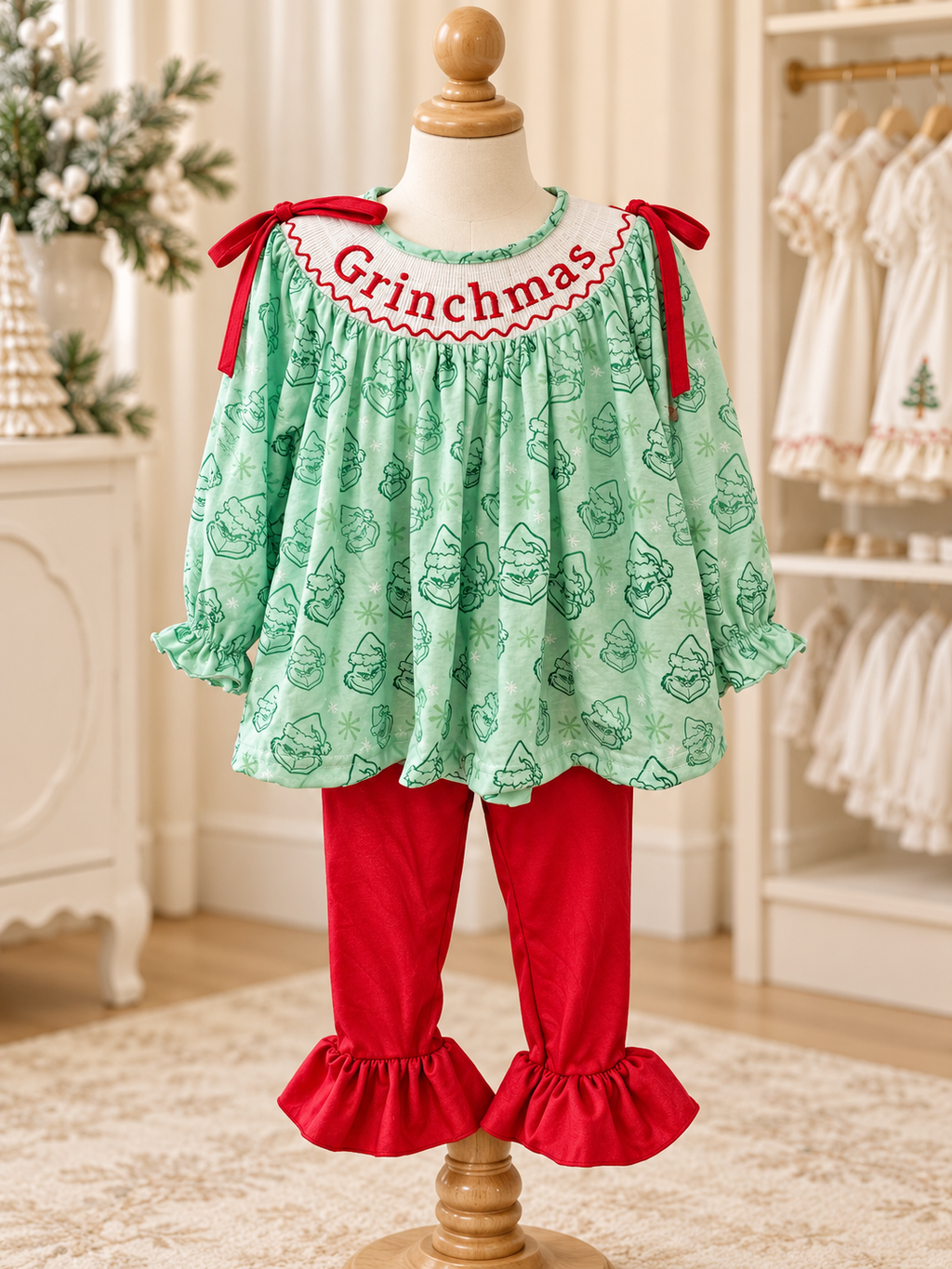 Custom Grinchmas Two-Piece Outfit Size 2T
