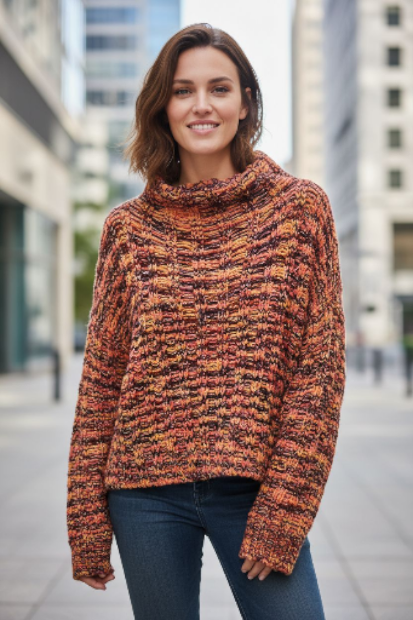 Sadie & Sage Vibrant Knit Chunky Turtleneck Sweater Sz M