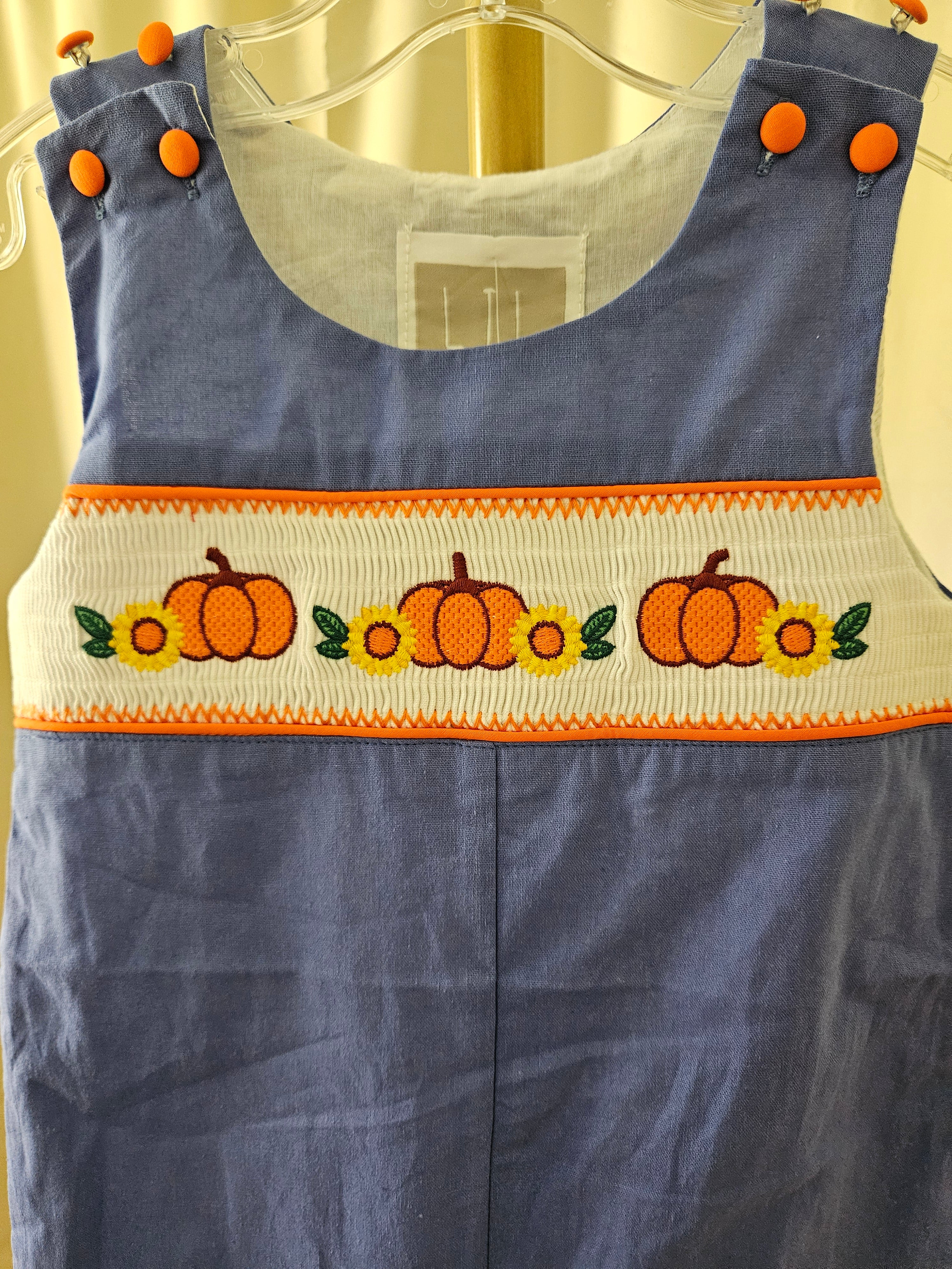 Lil Cactus Smocked Pumpkin & Sunflower Longall