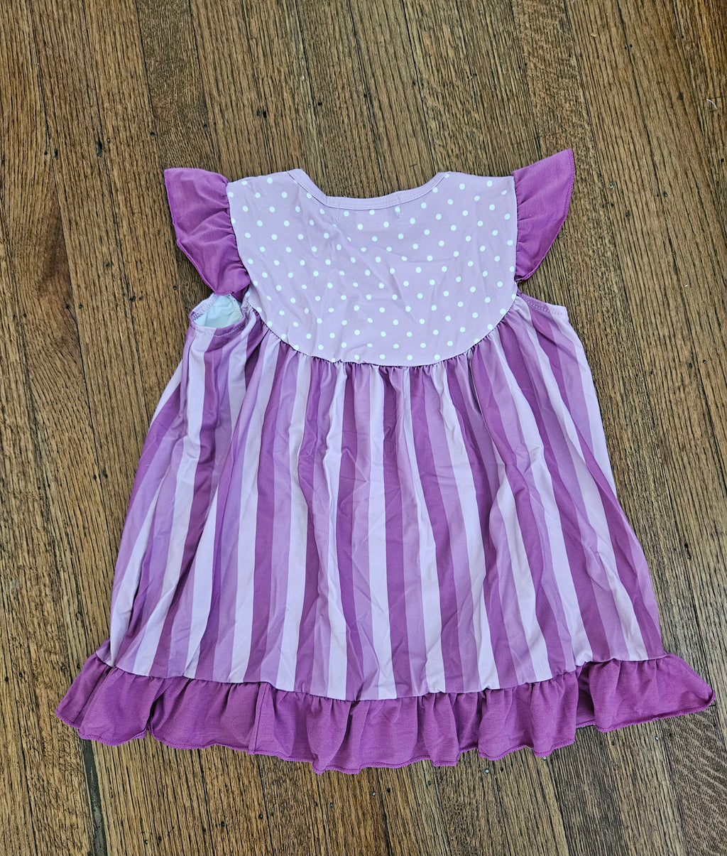 Adorable Sweetness 2-Pc Purple Flutter Sleeve Swing Top & Polka Dot Shorts Set Girls