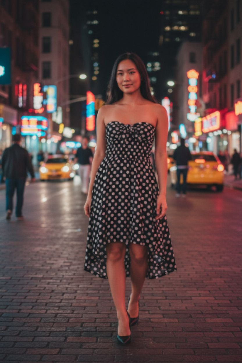 Xhilaration Strapless Black and White Polk A Dot Asymmetrical Dress Sz XS