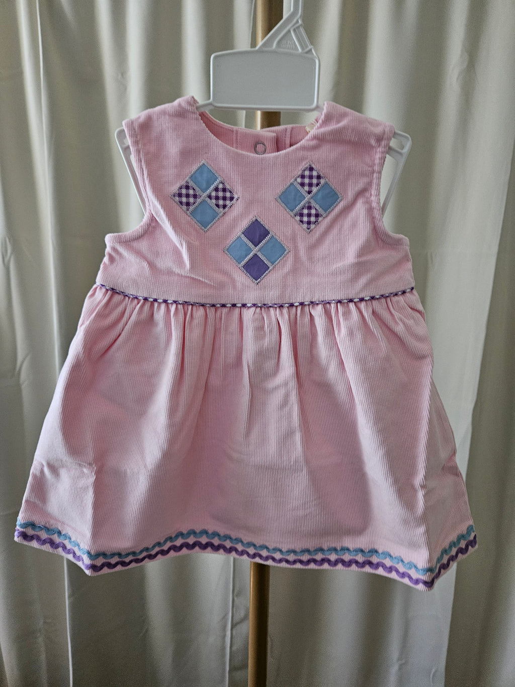 The Beaufort Bonnet Company Pink Corduroy Appliqué Dress