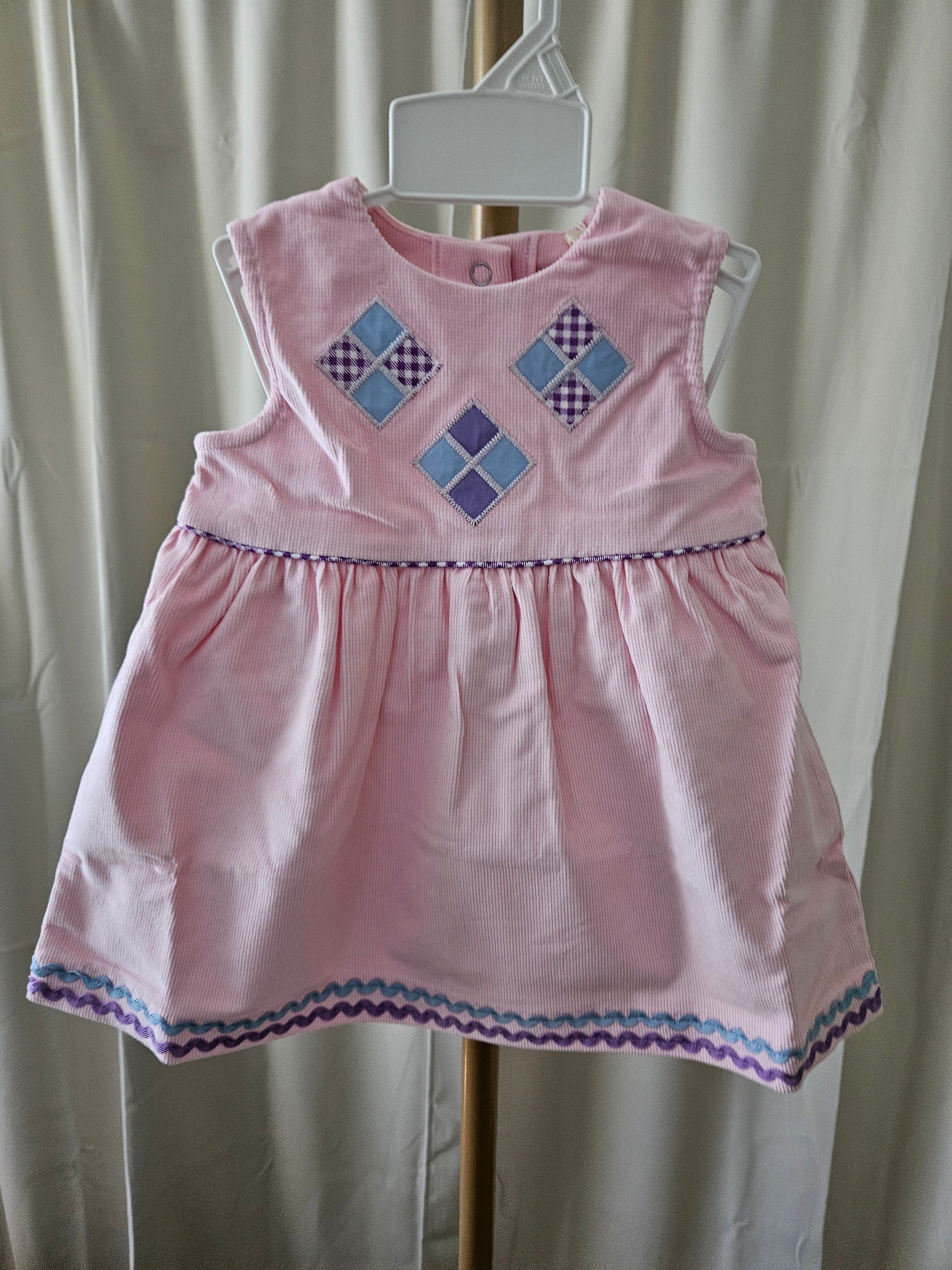 The Beaufort Bonnet Company Pink Corduroy Appliqué Dress