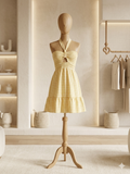 Twenty Ten Yellow Gingham Smocked Mini Dress | Halter Tie