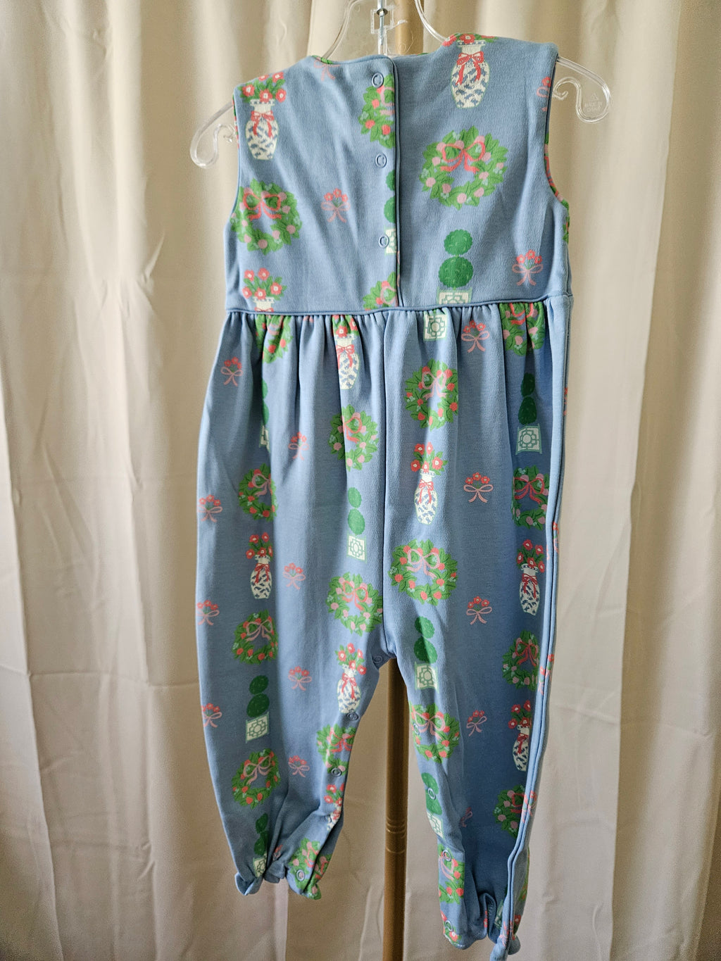 The Beaufort Bonnet Company Rebecca Romper Topiaries & Tangerines Barrington Blue NWT 18-24M