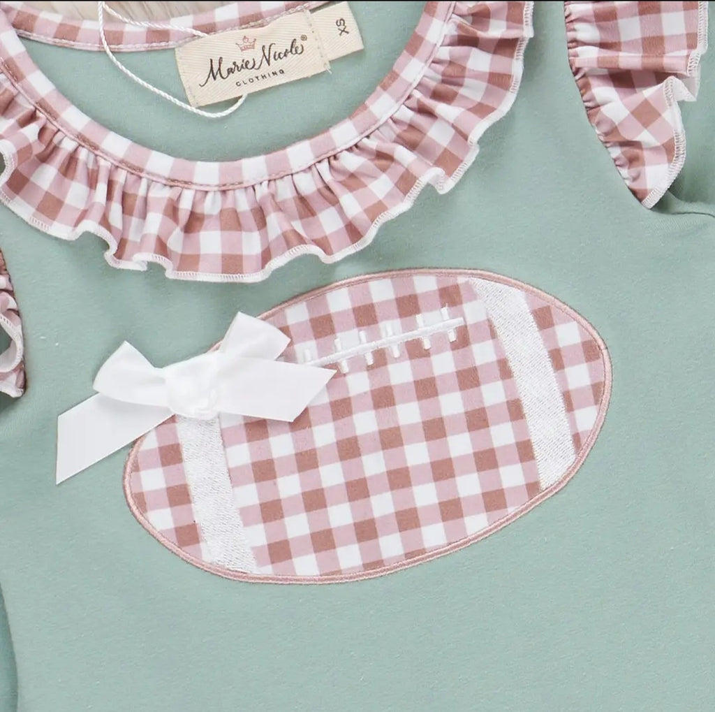Marie Nicole First Down Embroidered Gingham 2pc Set Sz 12-18M