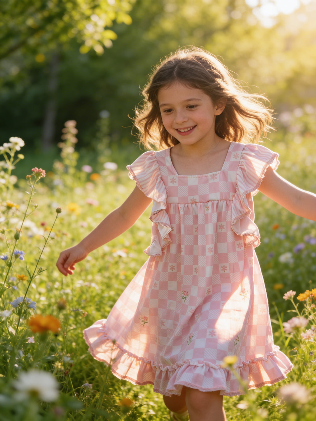 Adorable Sweetness Harper Pink Check Ruffle Dress