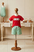 Yawoo Boys Strawberry Smocked Shirt & Gingham Shorts Set 🍓 | Size 3T