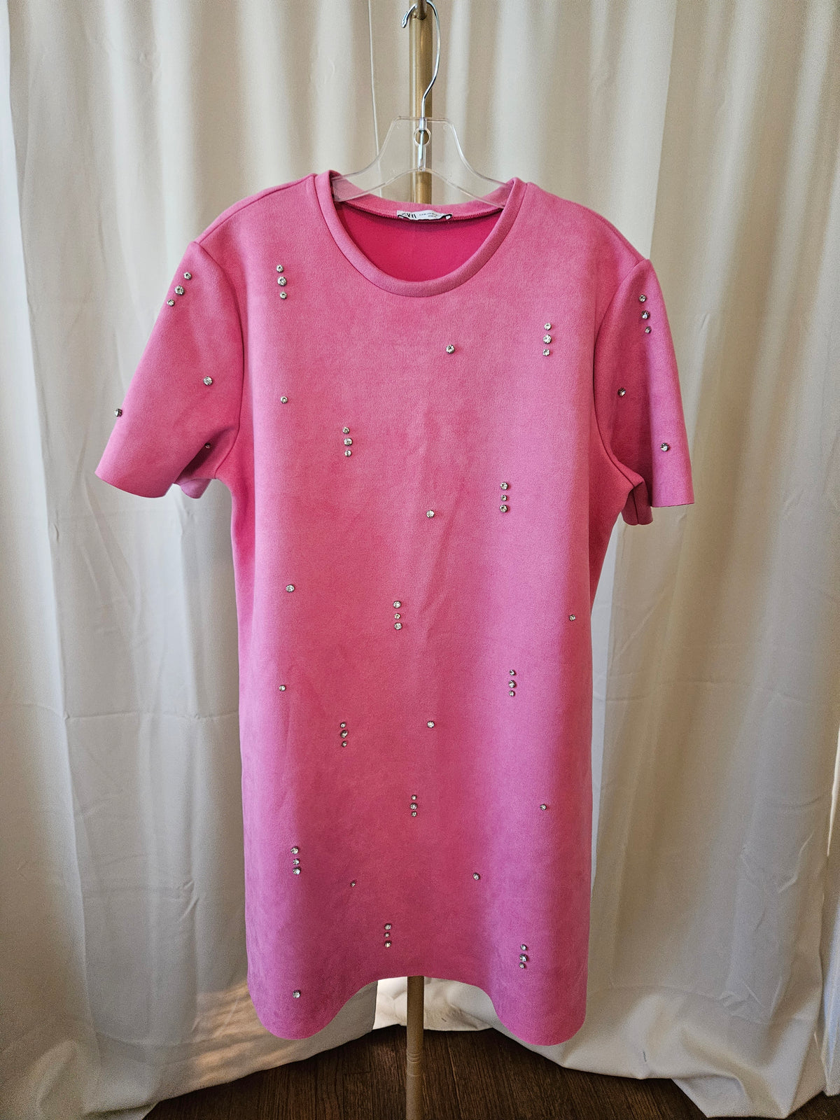 Zara XL Perfect Pink Moleskin Rhinestone Accent Dress