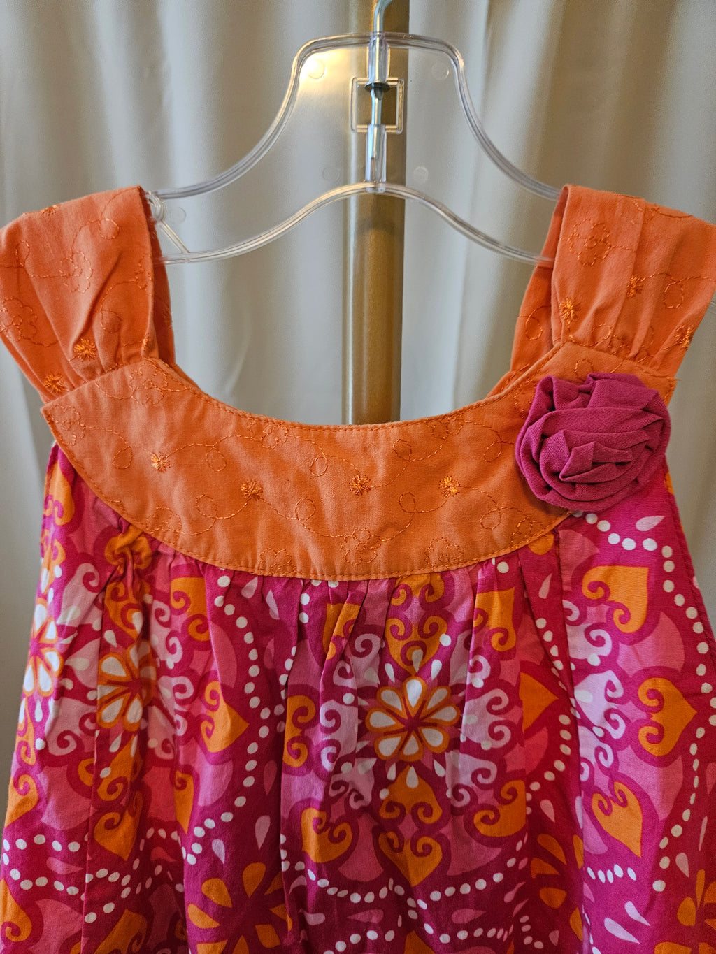 Penelope Mack 6X Bright Pink & Orange Sleeveless Dress