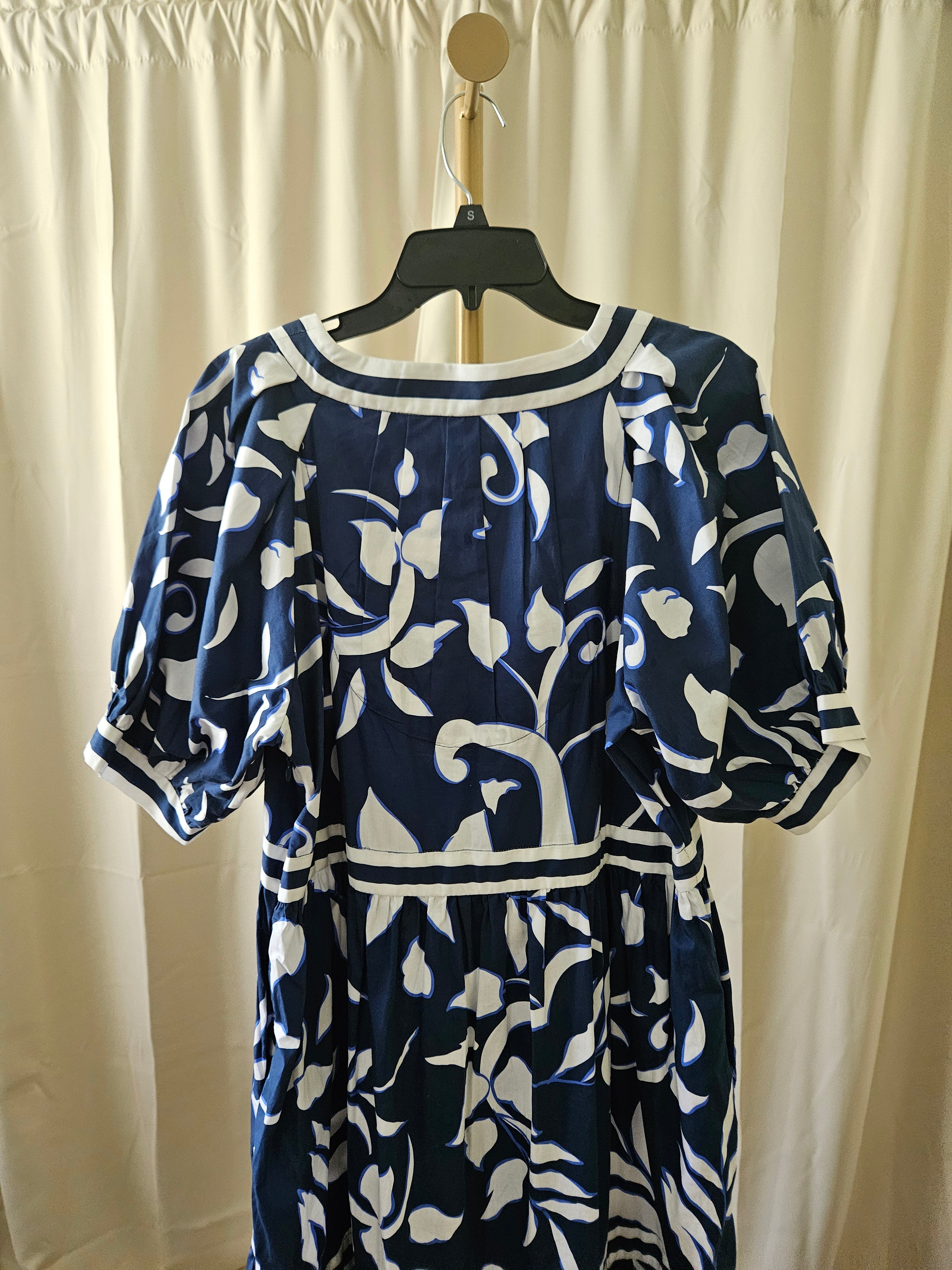 Gretchen Scott Navy & White Tailored Maxi Dress Size XL
