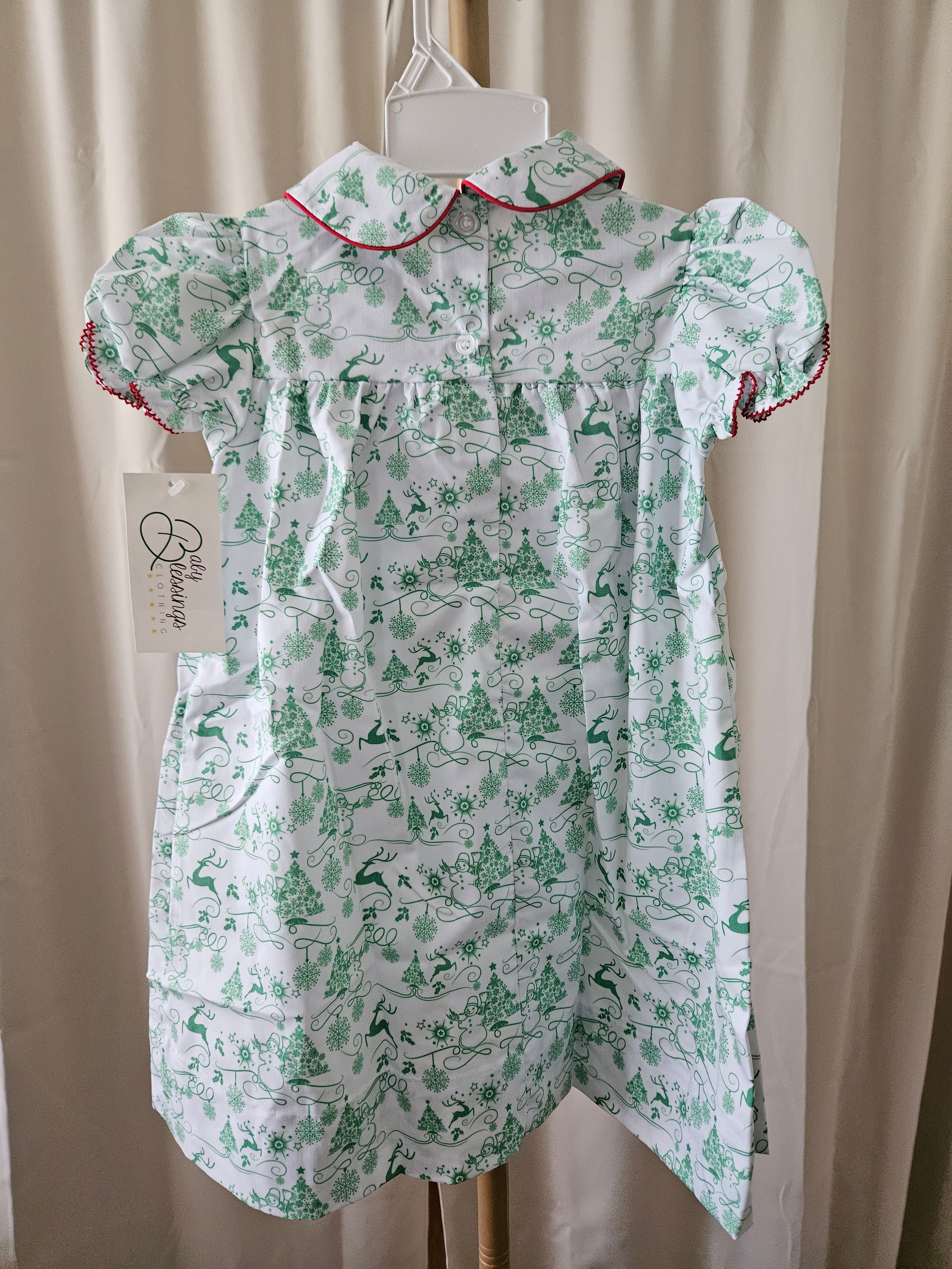 Baby Blessings Smocked Christmas Holly Dress 🎄