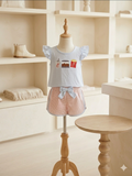 Chick-fil-A Inspired Toddler Short Set Flutter Sleeve Polka Dot Shorts NWT