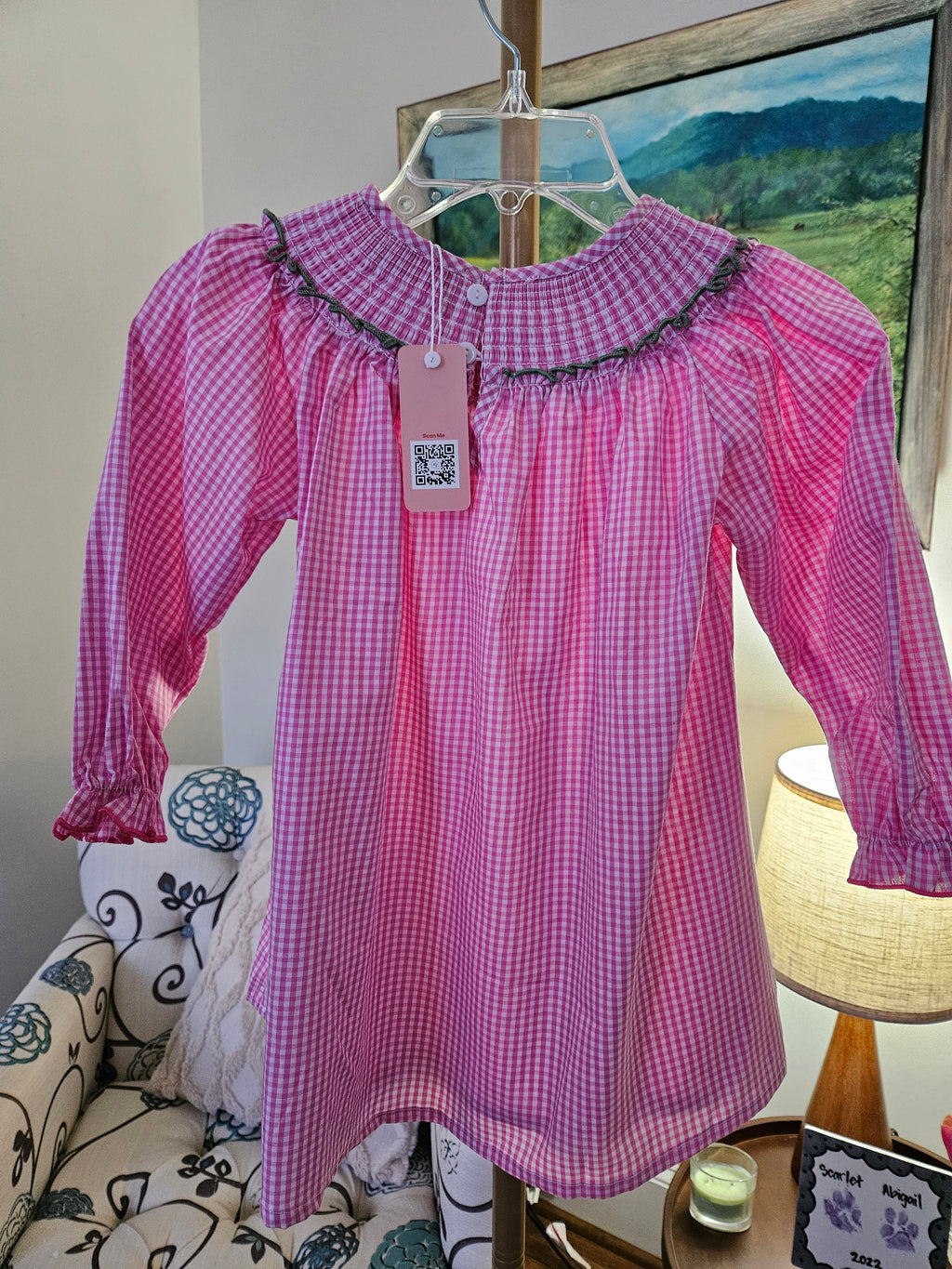 Marie Nicile Pink Gingham Beloved Birthday  Smocked  Dress Sz 2T
