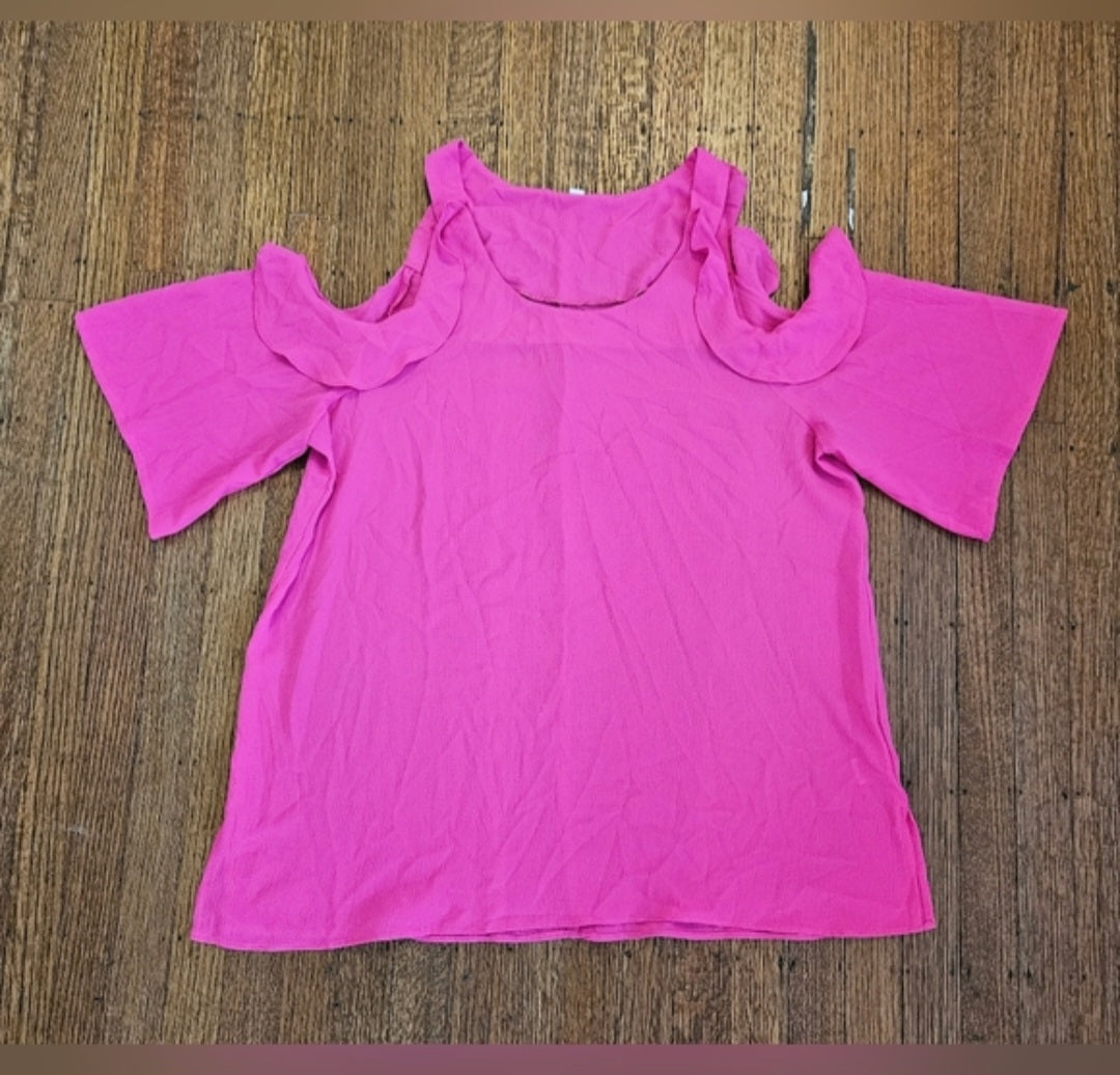 Pink Blush Ruffle Cold Shoulder Top Sz XL