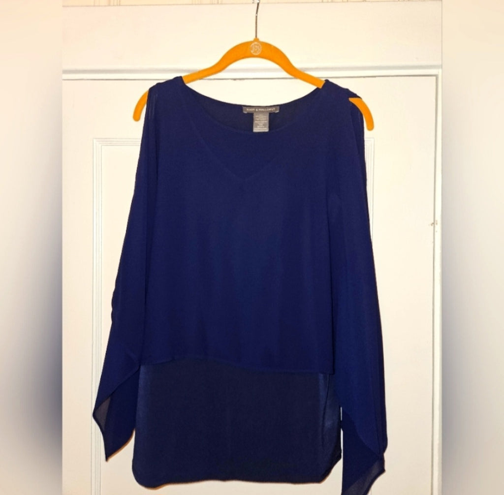 Chiffon Overlay Batwing Dressy Top Size Xsmall Kate & Mallory