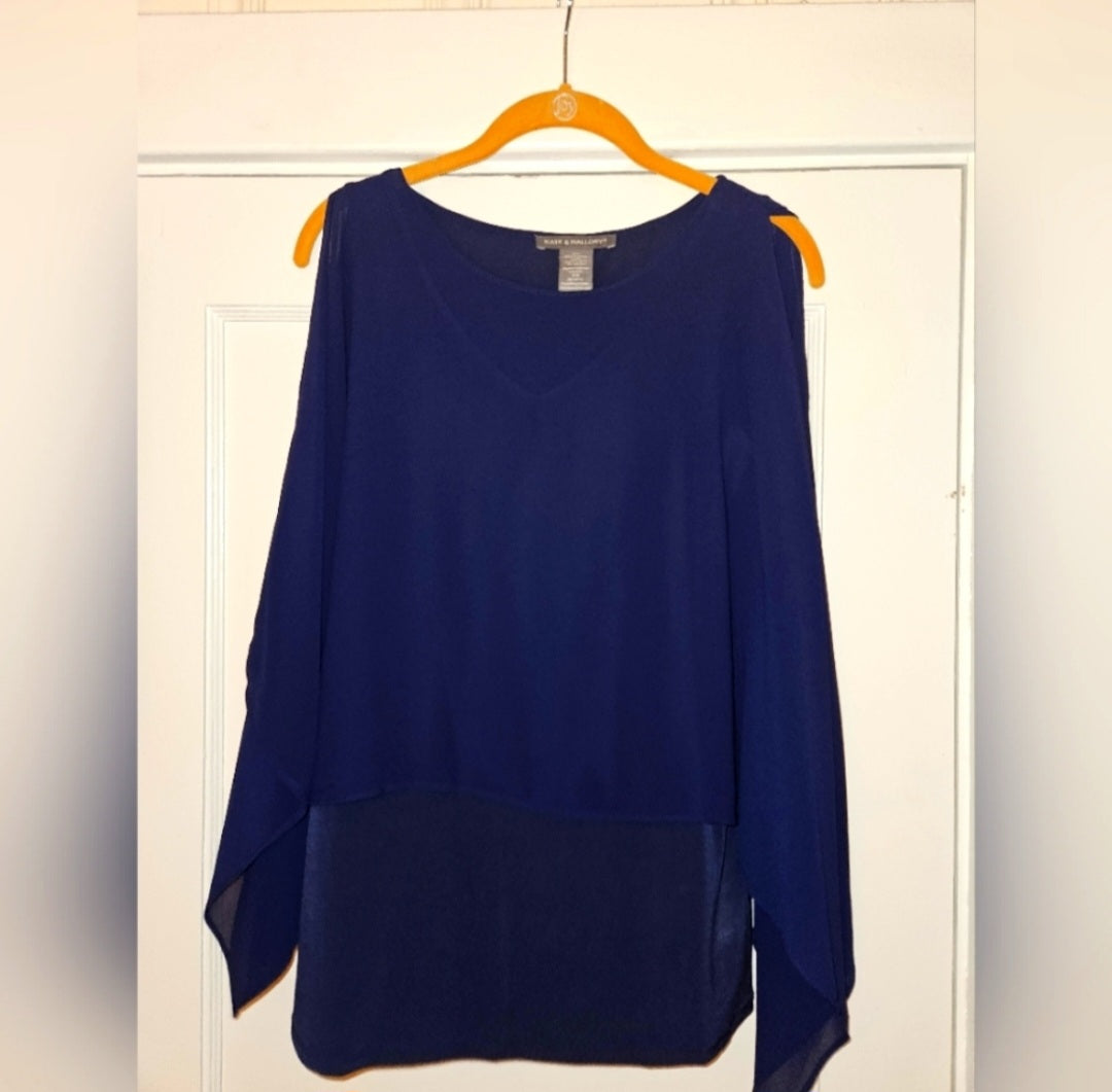 Chiffon Overlay Batwing Dressy Top Size Xsmall Kate & Mallory