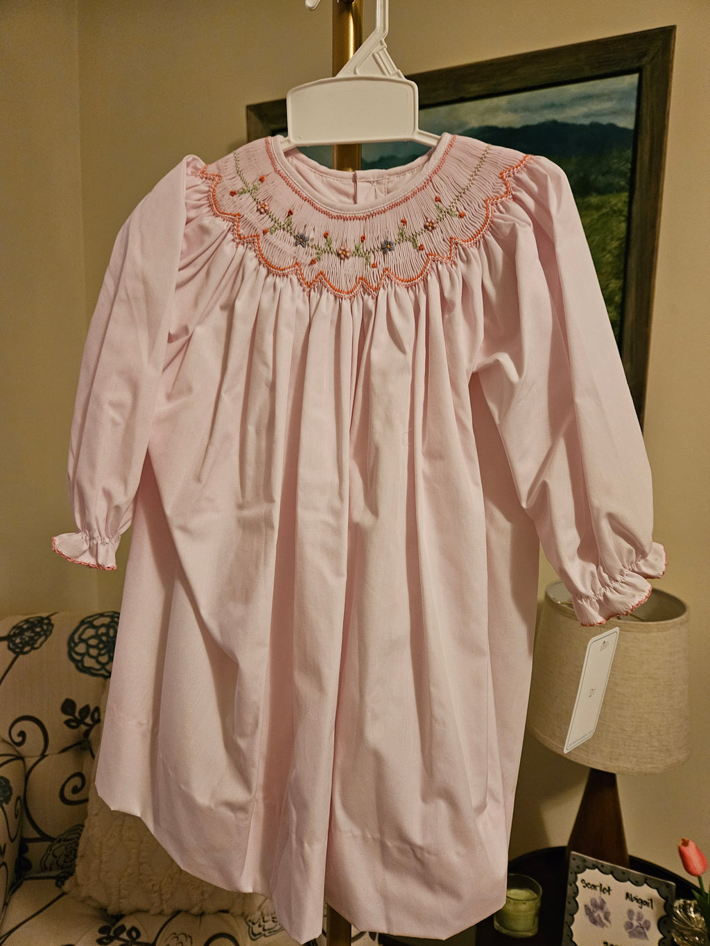 Petit Amu Pink Floral Smocked Bishop Dress