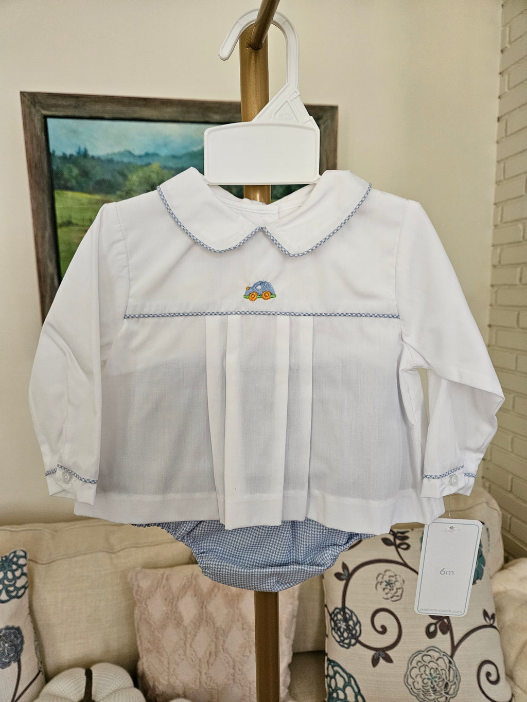 Petit Ami Embroidered Delicate Car Diaper Matching Set