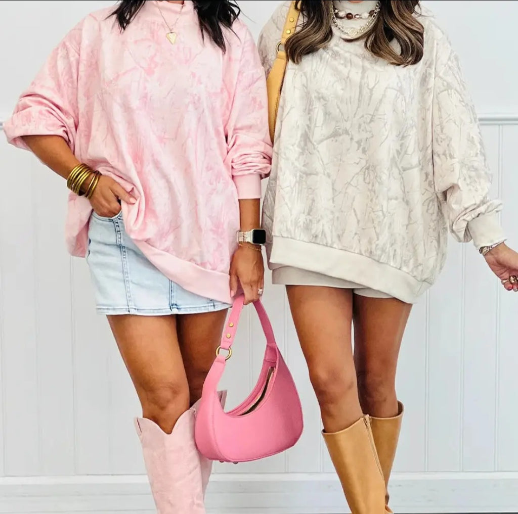 Khaki Camo Mock Neck Baggy Sweatshirt Sz Small