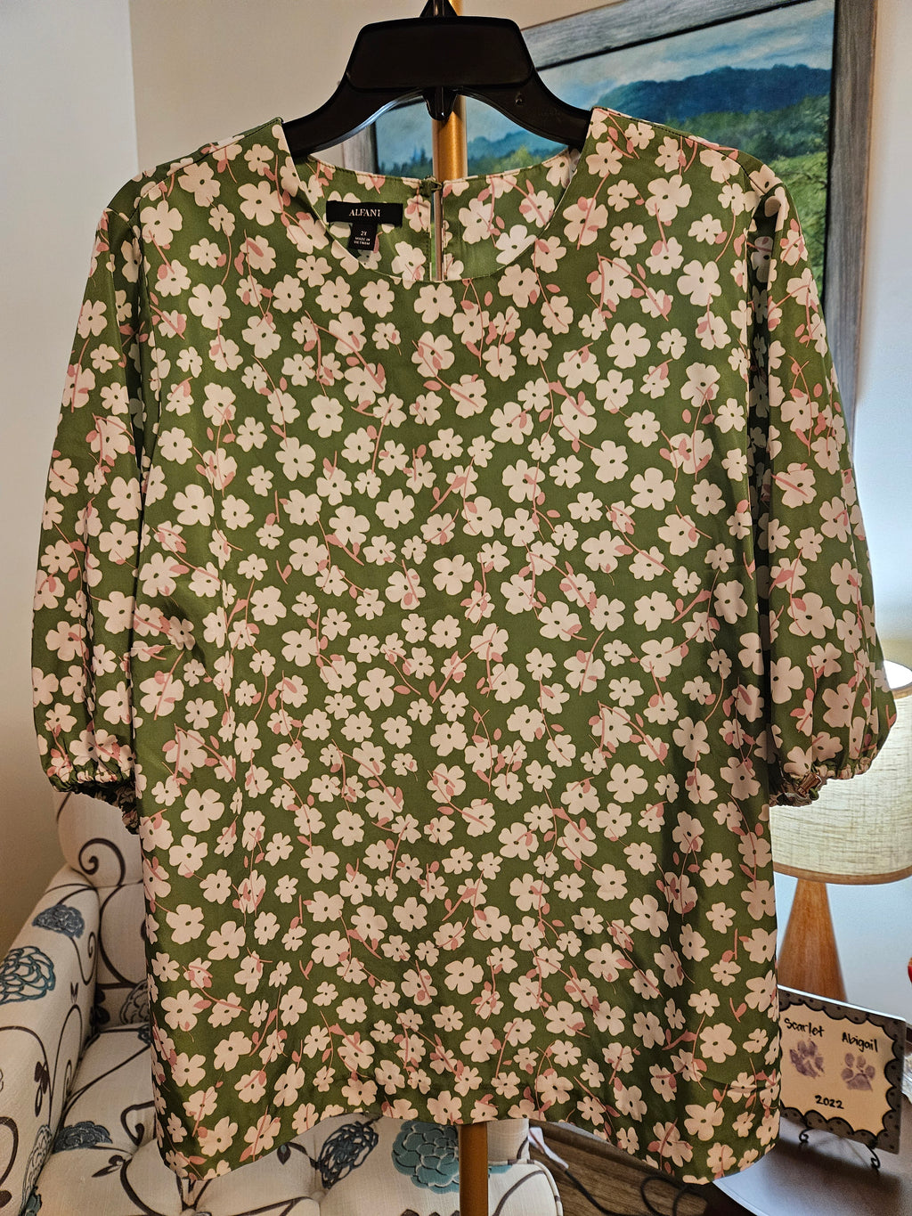 Alfani Floral Green Women's Top Sz 2X